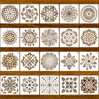 PATPAT® 20 Pieces Mandala Stencil Reusable Stencil Laser Cut Painting Template for Wall Tile Floor Fabric Furniture Painting 20 Styles (5.1x5.1 inch)