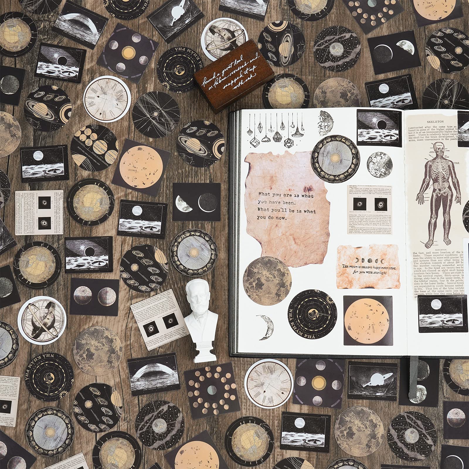 ELEPHANTBOAT Scrapbook Sticker Supplies Set for Journaling with 92pcs Celestial Designs | DIY Crafts