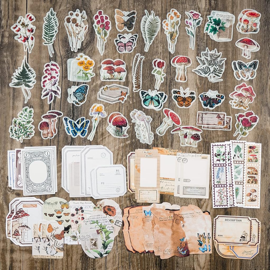 HASTHIP® 600PCS Vintage Journal Supplies Pack for Scrapbook Art Journaling Bullet Junk Planners DIY Paper Reusable Stickers Craft Kits Notebook Collage Album Aesthetic Gold 10.4 Cms