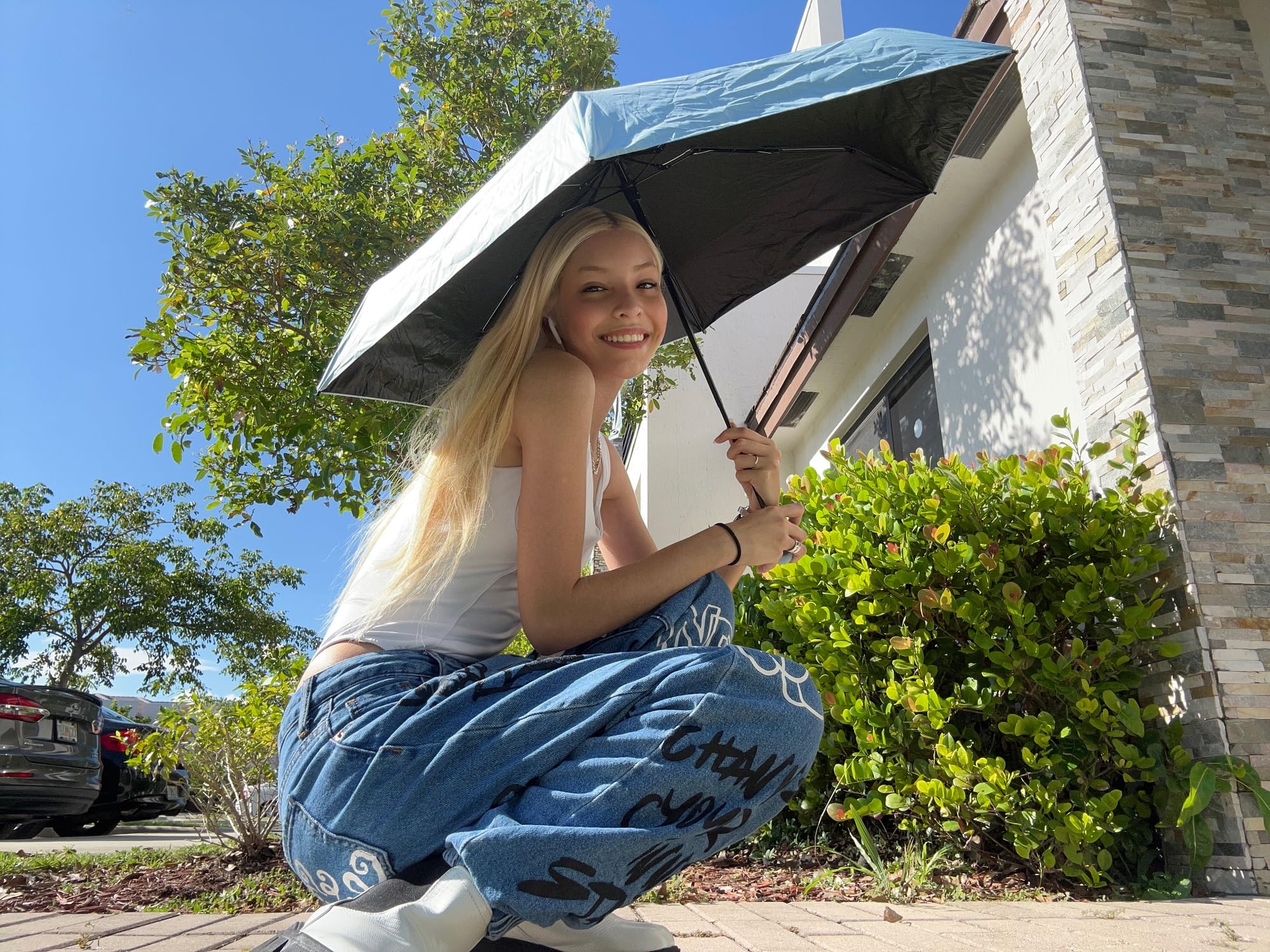 HASTHIP Sun Travel Umbrella with UPF 50+ UV Protection and Unique Ring Handle for Men & Women