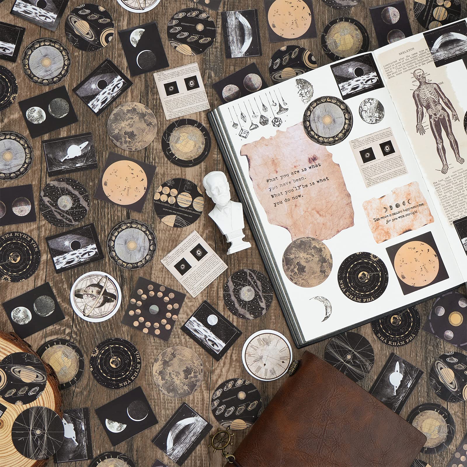 ELEPHANTBOAT Scrapbook Sticker Supplies Set for Journaling with 92pcs Celestial Designs | DIY Crafts