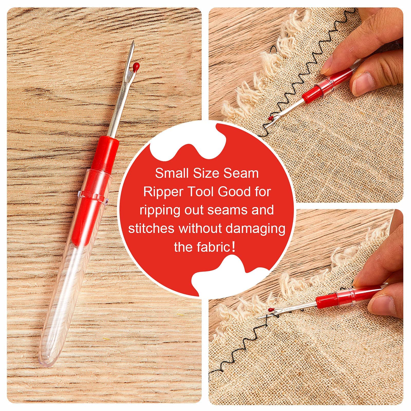 Zibuyu Women Embroidery Sewing Kit with 2 Piece of Large LED Seam Ripper and 2 Piece of Small Sewing Trimming Scissor for Sewing Crafting and Removing Thread