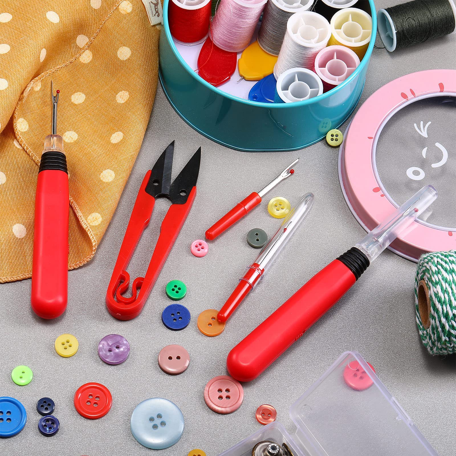 Zibuyu Women Embroidery Sewing Kit with 2 Piece of Large LED Seam Ripper and 2 Piece of Small Sewing Trimming Scissor for Sewing Crafting and Removing Thread