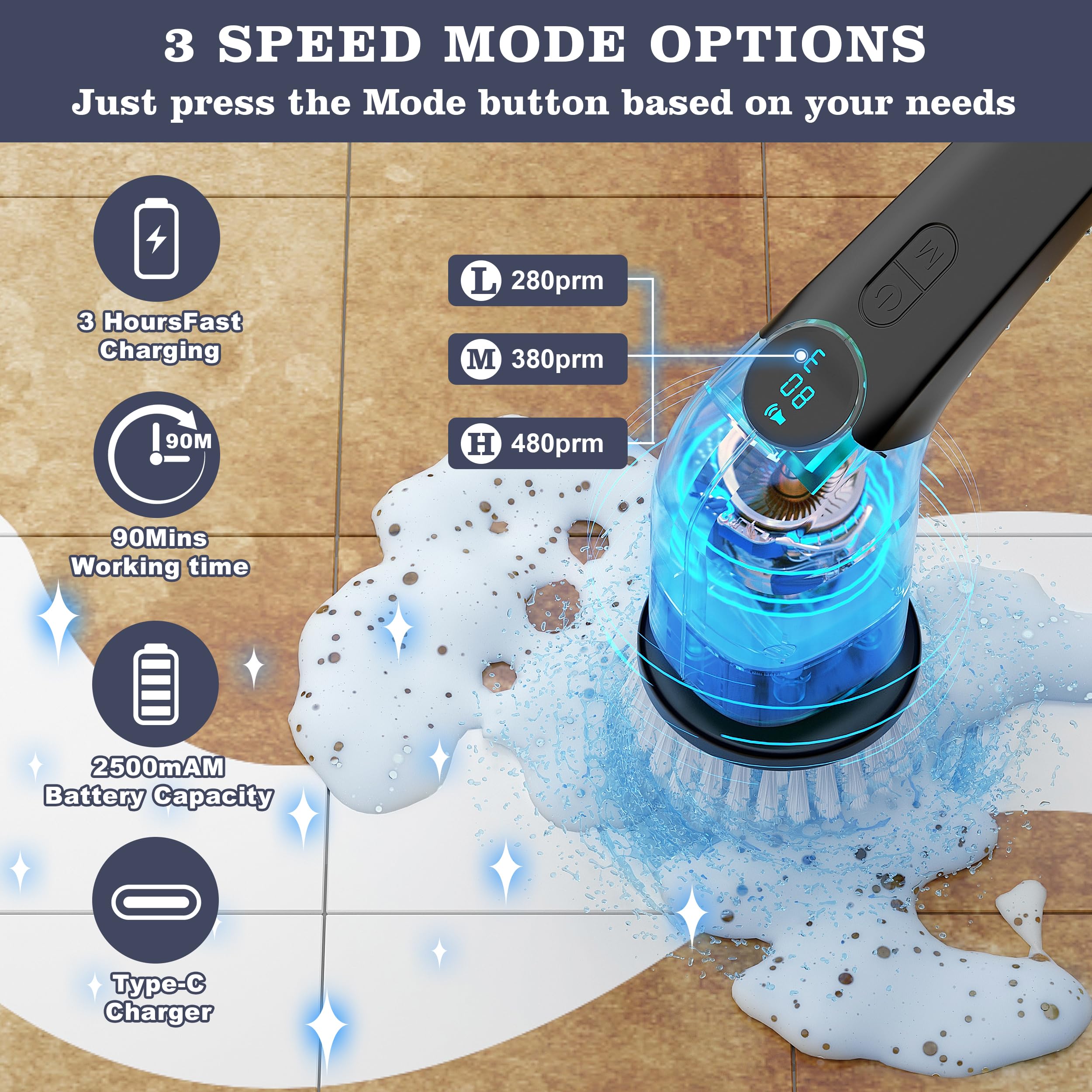 Supvox Electric Spin Scrubber for Home Cleaning with Multi Function Brushes | Easy Assembly