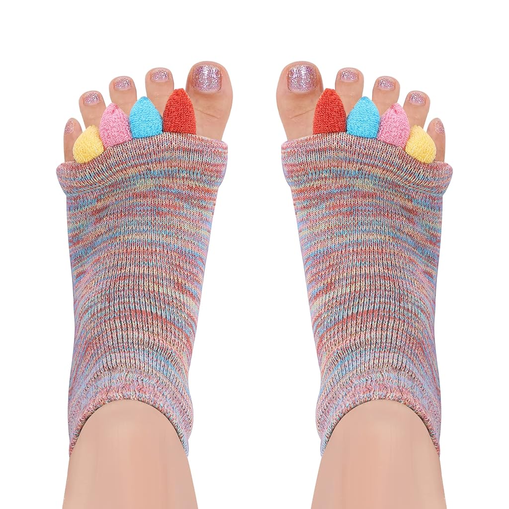 ZIBUYU® Toe Separator Socks for Men Women Comfy Foot Alignment Sock Massage Cotton Bunion Socks Yoga Sports GYM