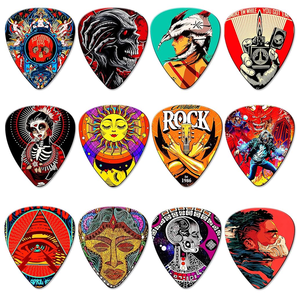 ZIBUYU® 24PCS Guitar Picks Fashion Monkey D Luffy Printed PVC 1mm 0.71mm 0.46mm Thin Thick Cartoon One Piece Anime Themed for Bass Electric Acoustic Guitar