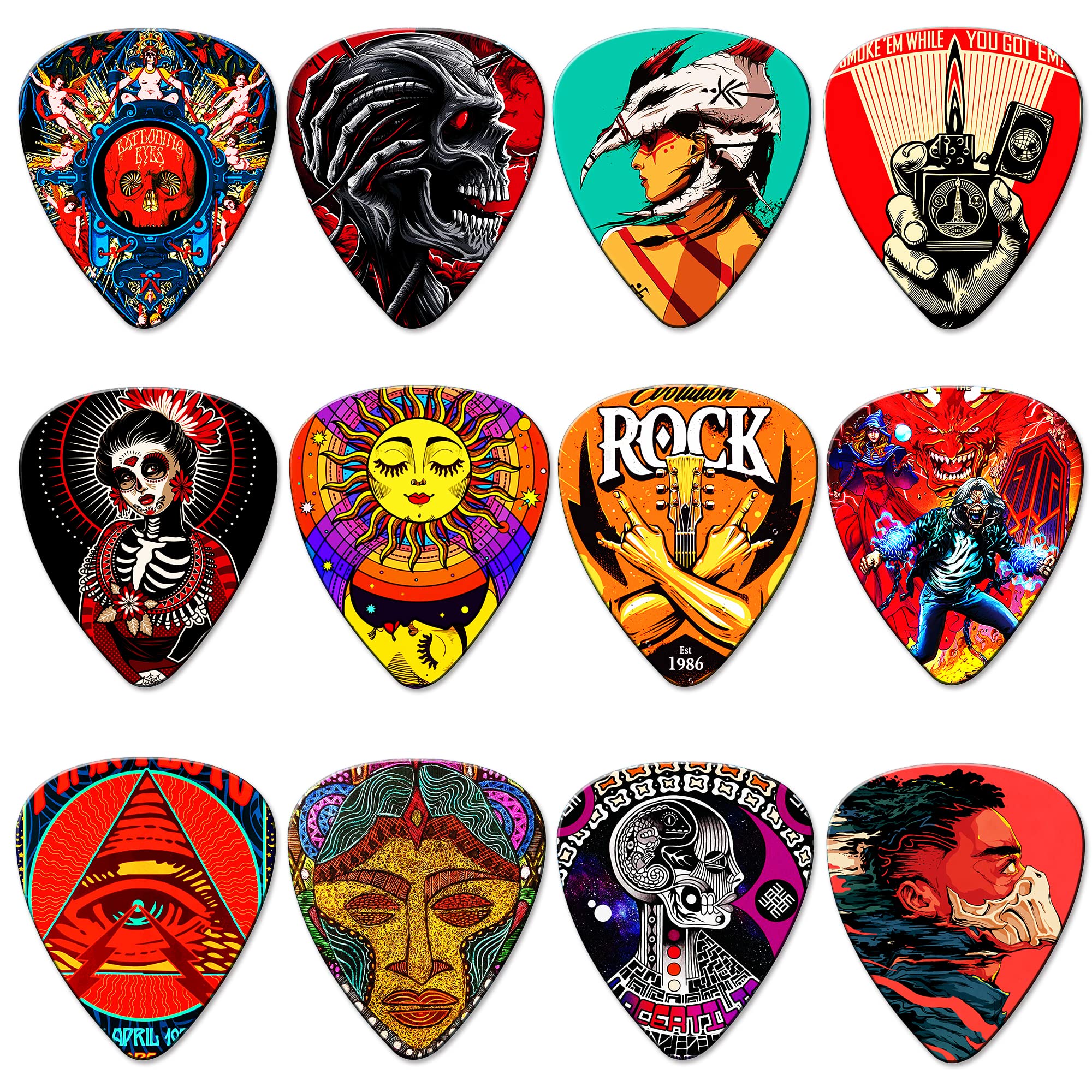 ZIBUYU Guitar Picks 24PCS with 1mm 0.71mm 0.46mm Thickness featuring PVC Grip | Anime One Piece Design