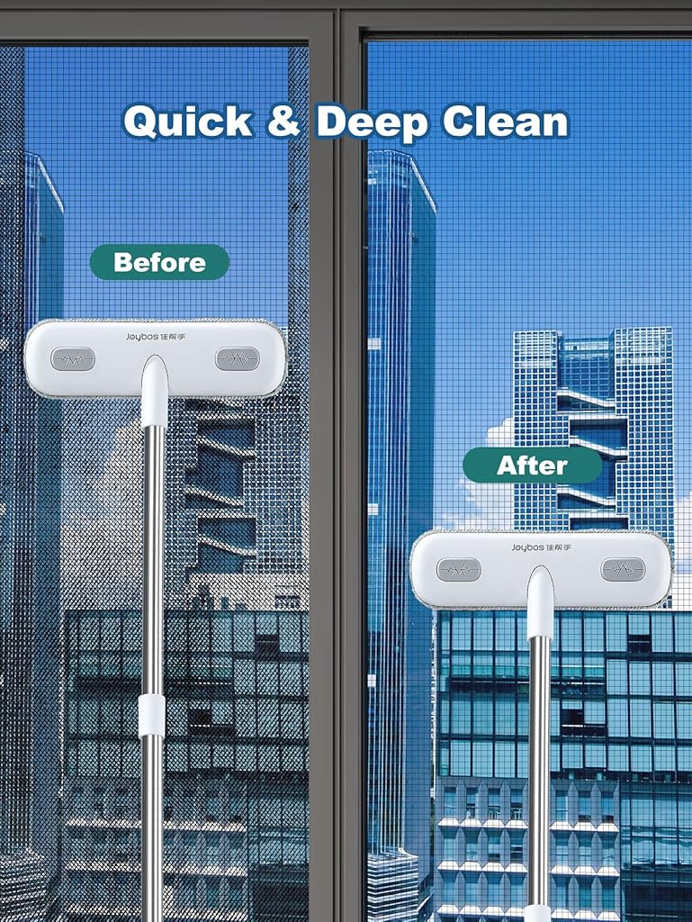 HASTHIP® Window Cleaning Brush 2 Sides - 2 in 1 Mesh Cleaning Brush Mirror Clean Wiper for Patio,Door,Porch Screens White &Grey Cleaners for Screen-Off-White