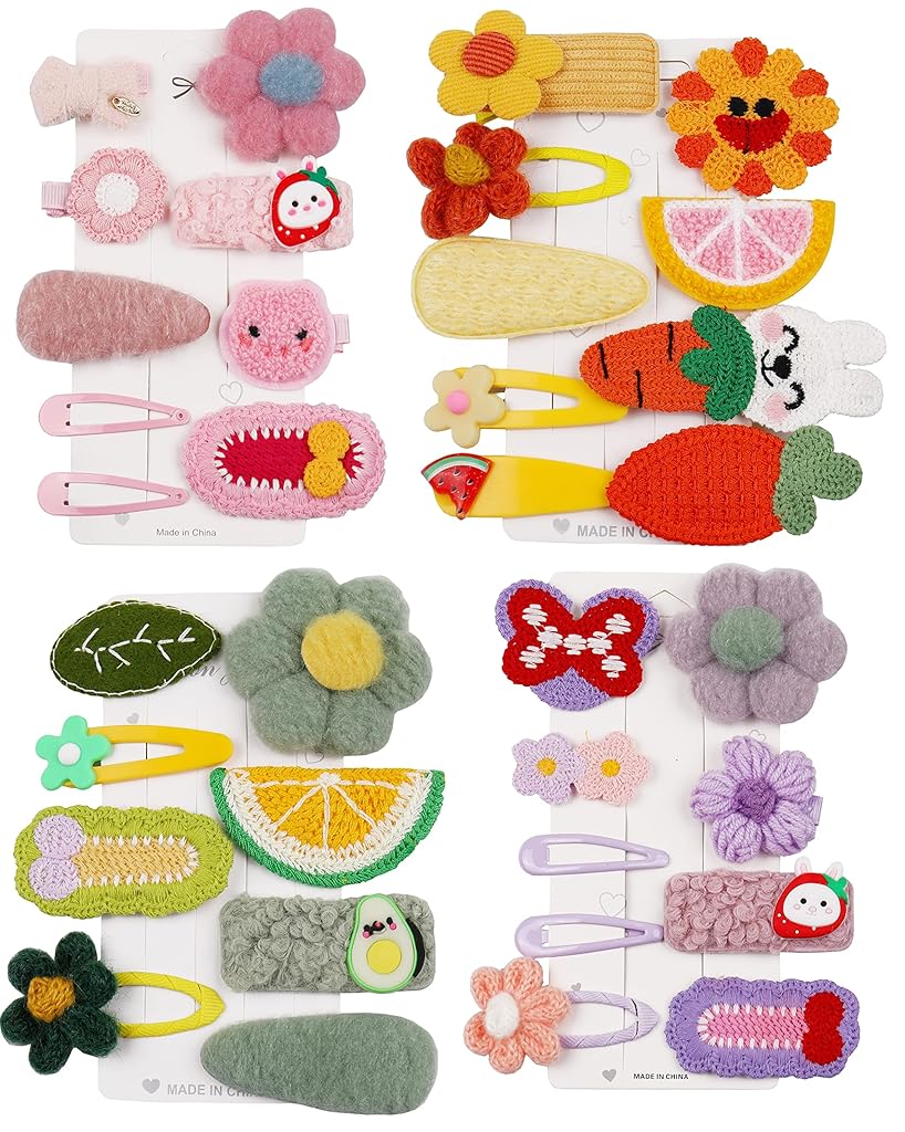 SANNIDHI® 35Pcs Kawaii Girls Hair Clips Handmade Cartoon Crochet Girls Cute Barrettes Hair Accessories Children's Day Gift