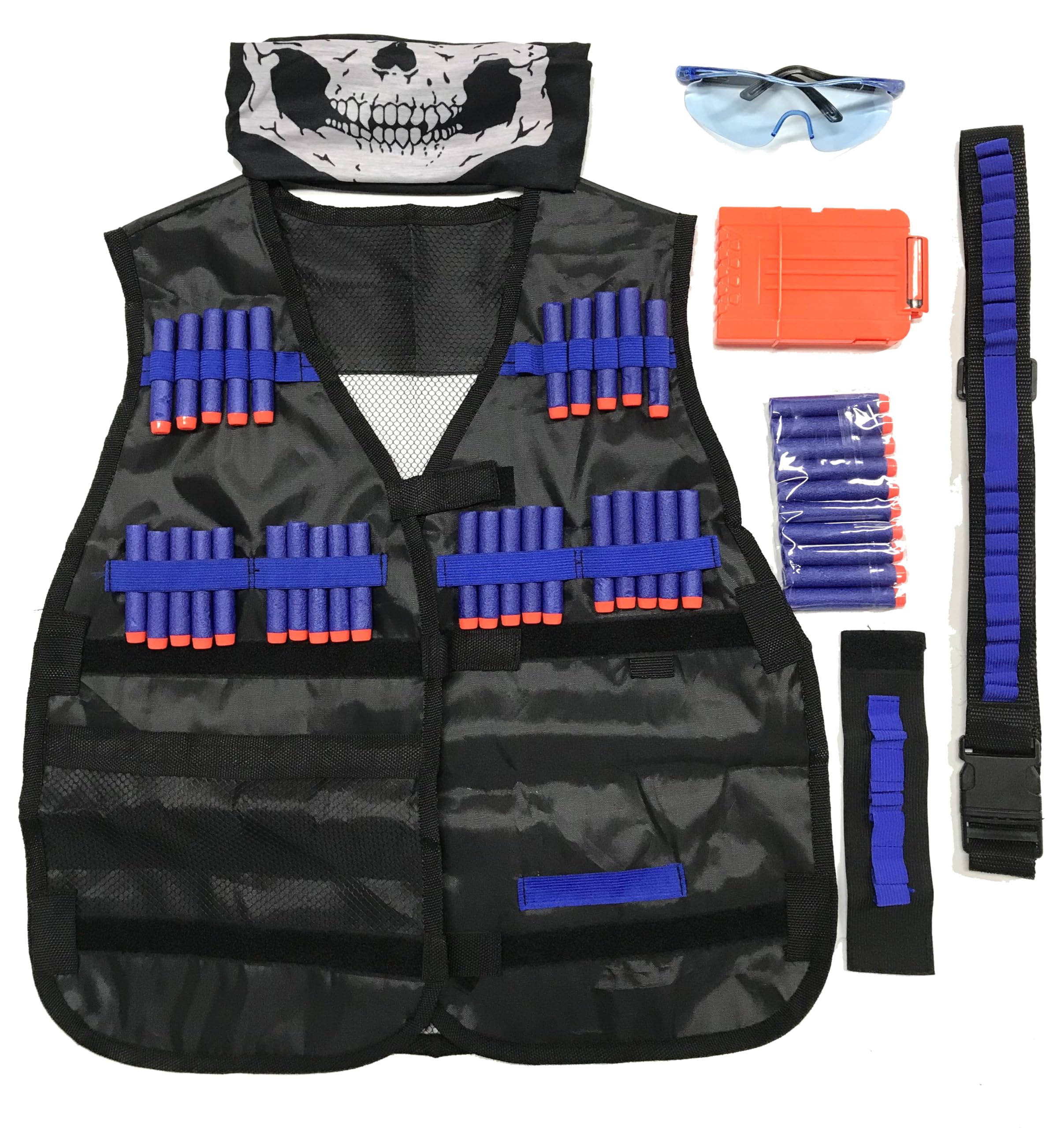 Supvox Tactical Vest Kit Compatible with Nerf Guns N-Strike Elite Series Protective Glasses -Blue (1Set)