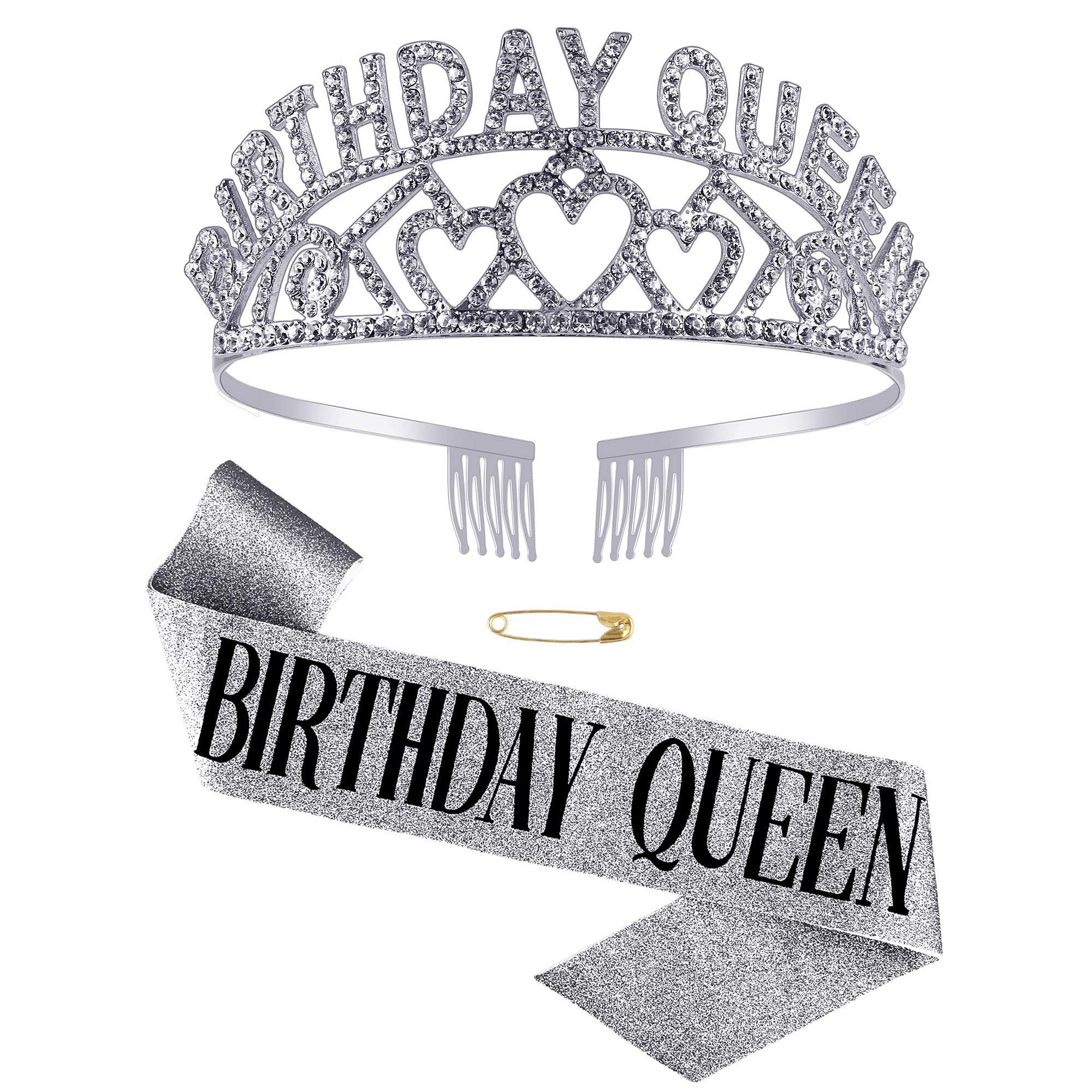 SNOWIE SOFT Crown for Women for Birthday Celebration with Crystal Tiara and Sash Set | Elegant Gift