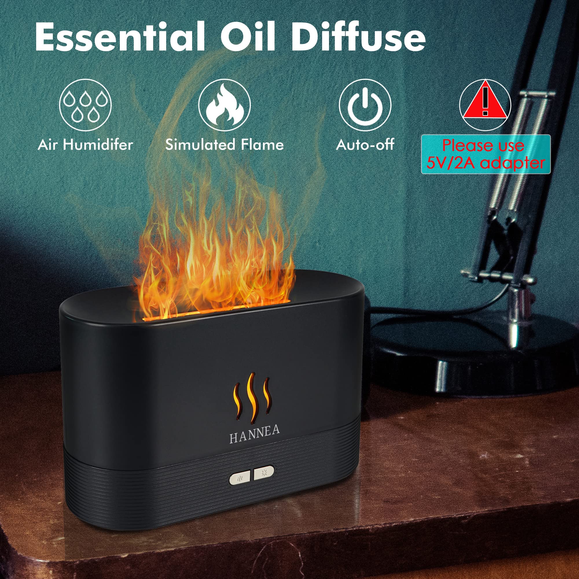 LED Oil Diffuser for Bedroom with Ultrasonic Mist and 180ml Auto Shut Off | Black Aroma Humidifier