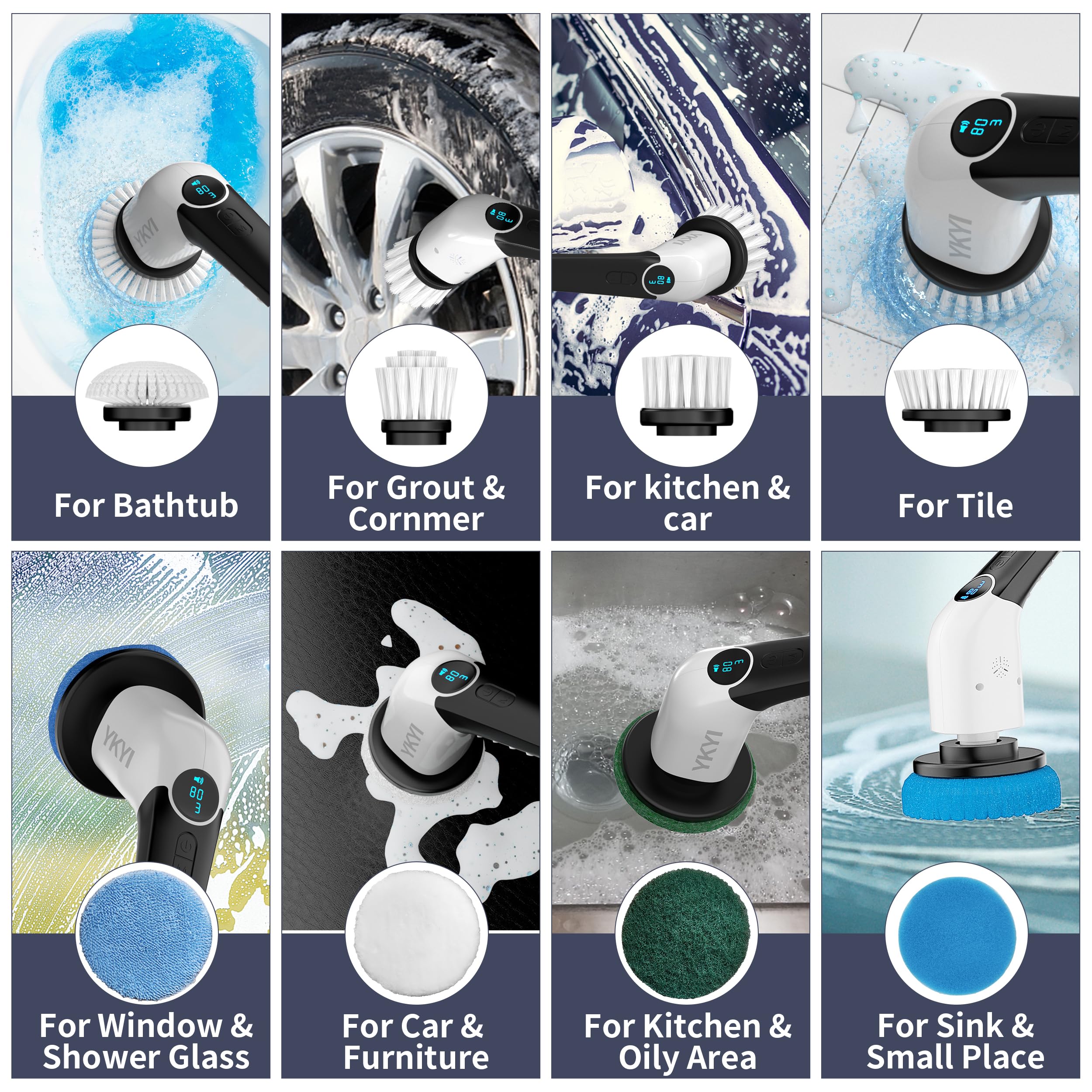 Supvox Electric Spin Scrubber for Home Cleaning with Multi Function Brushes | Easy Assembly