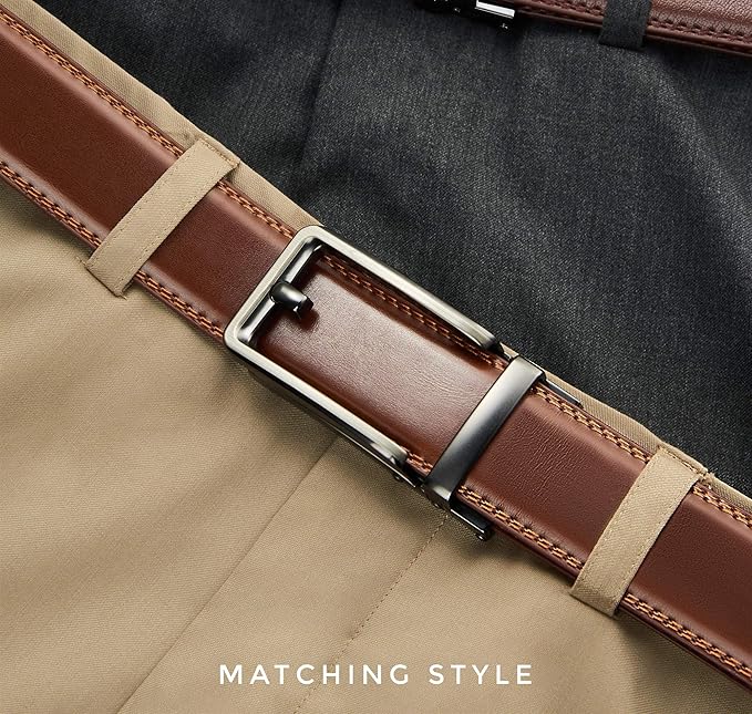 ZIBUYU® Leather Belt for Men Formal, Adjustable Zinc Alloy Buckle Men Belts, Waistband Up To 130Cm/51Inches Casual Business Pu Belt for Men Jeans Perfect for Formal And Casual Wear, Birthday Gift