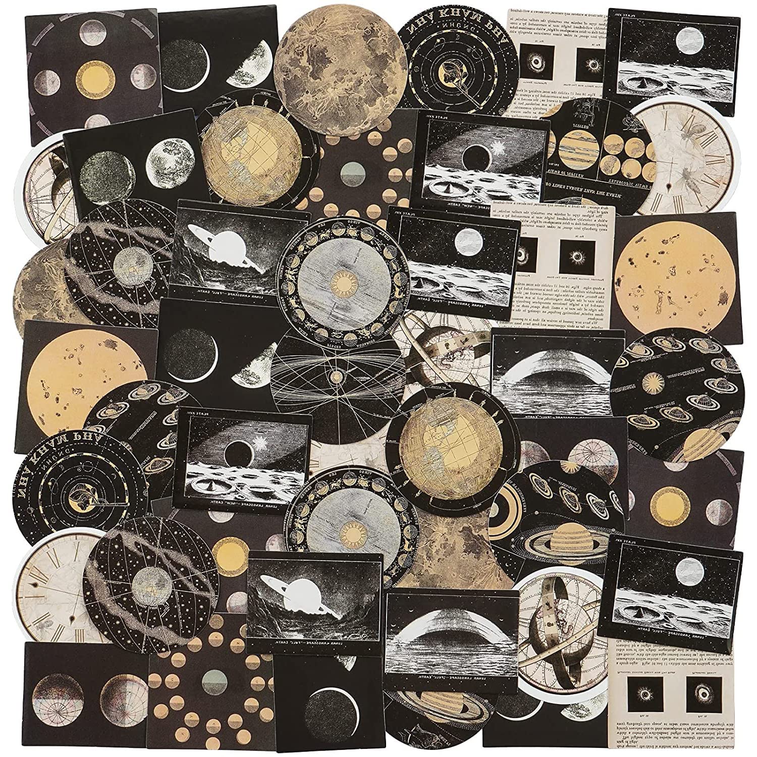 ELEPHANTBOAT Scrapbook Sticker Supplies Set for Journaling with 92pcs Celestial Designs | DIY Crafts