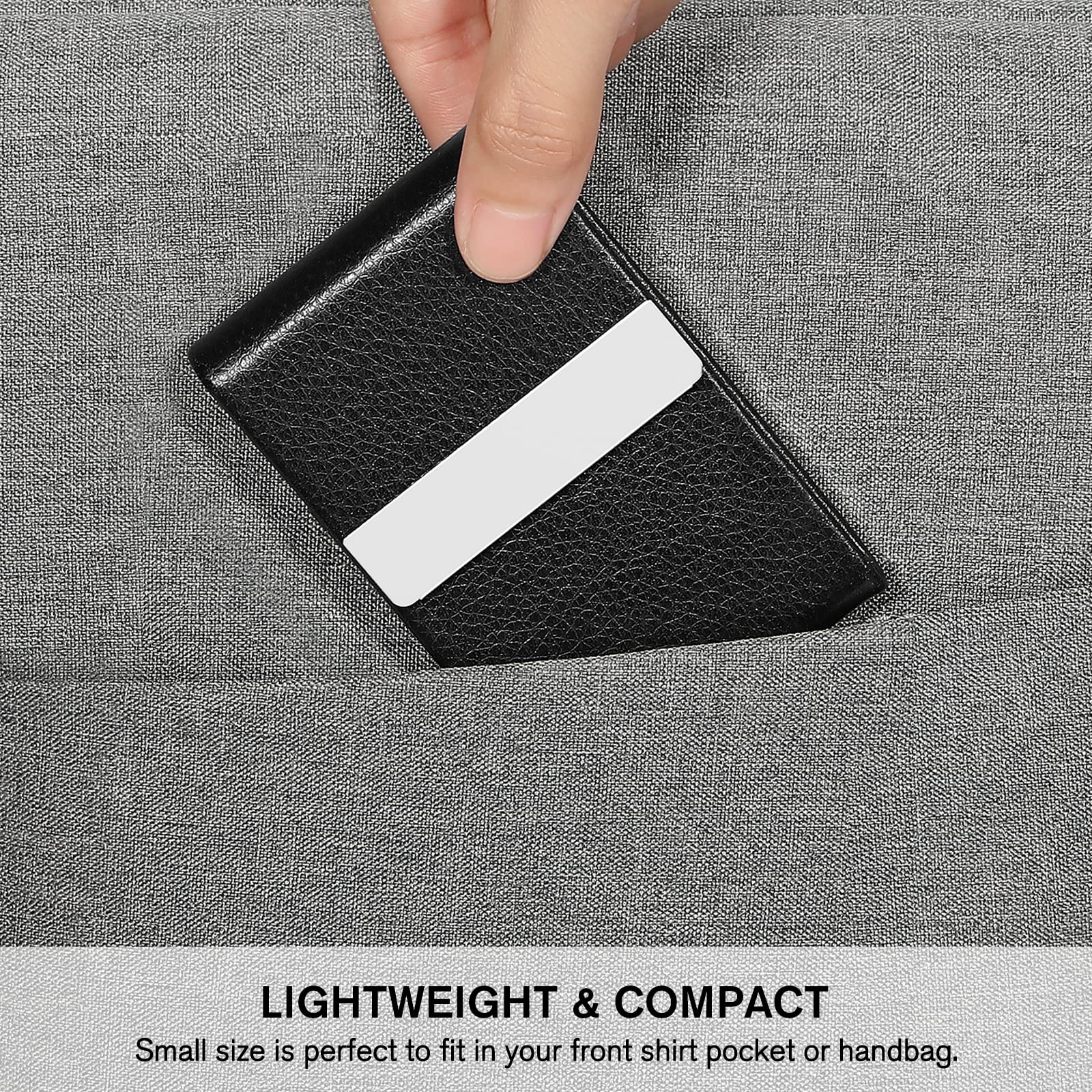 Zibuyu Business Card Holder for Office and Meetings with Magnetic Clasp 20 Cards 6x9.5cm PU Leather Black