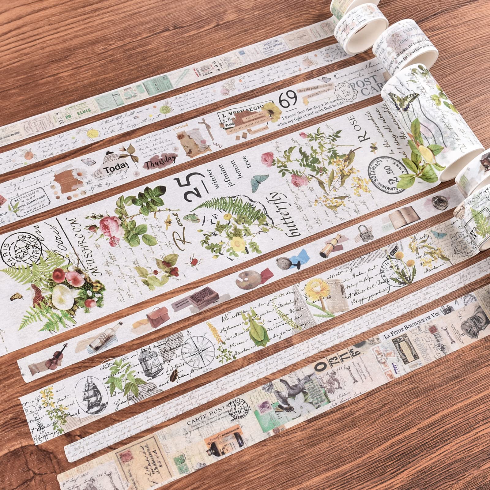 HASTHIP Washi Tape Set for Scrapbooks and Journals with 18 Rolls 6.56ft Each | Vintage Design