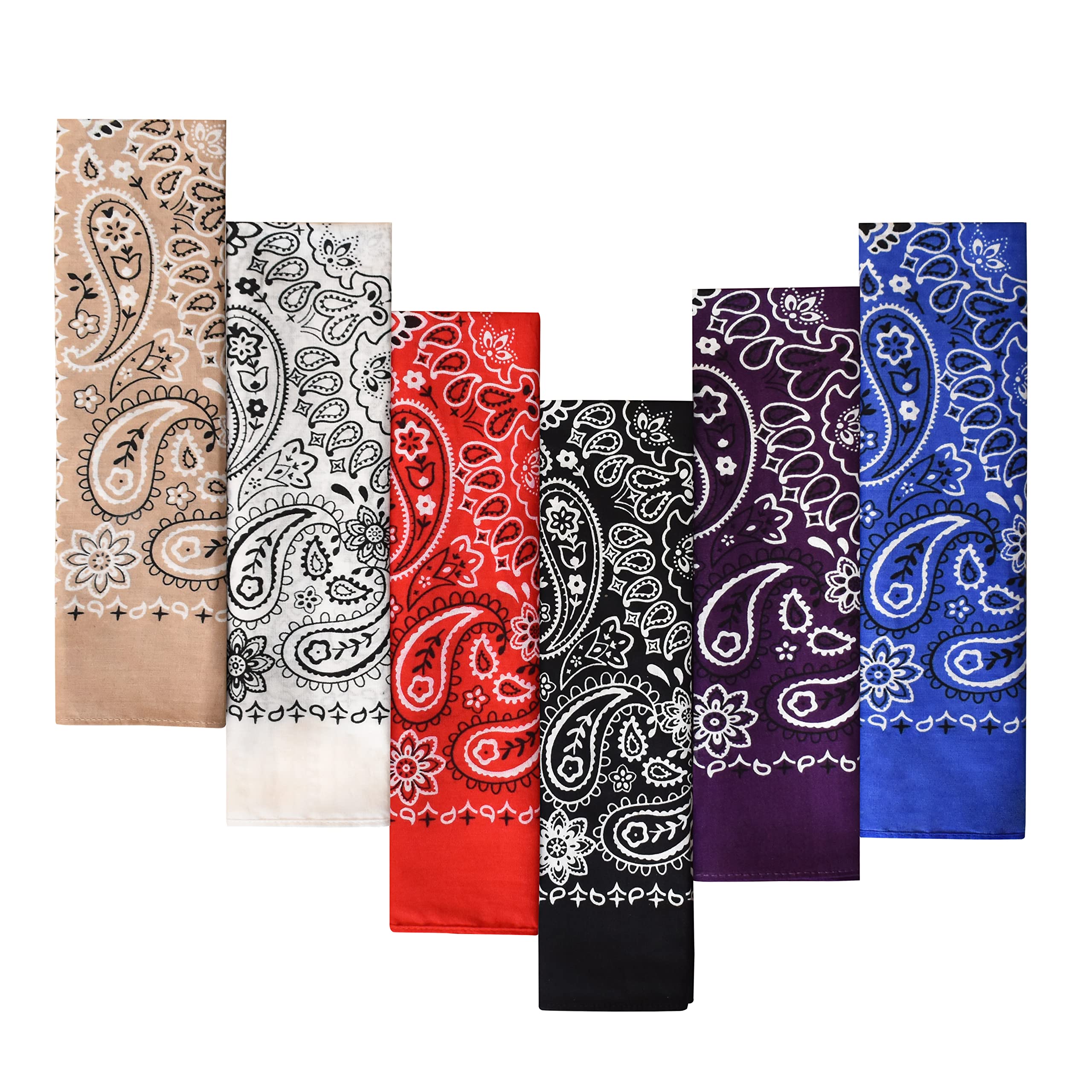 SANNIDHI® 6 Pack Cotton Bandanas - Holiday Gifts for Men Women