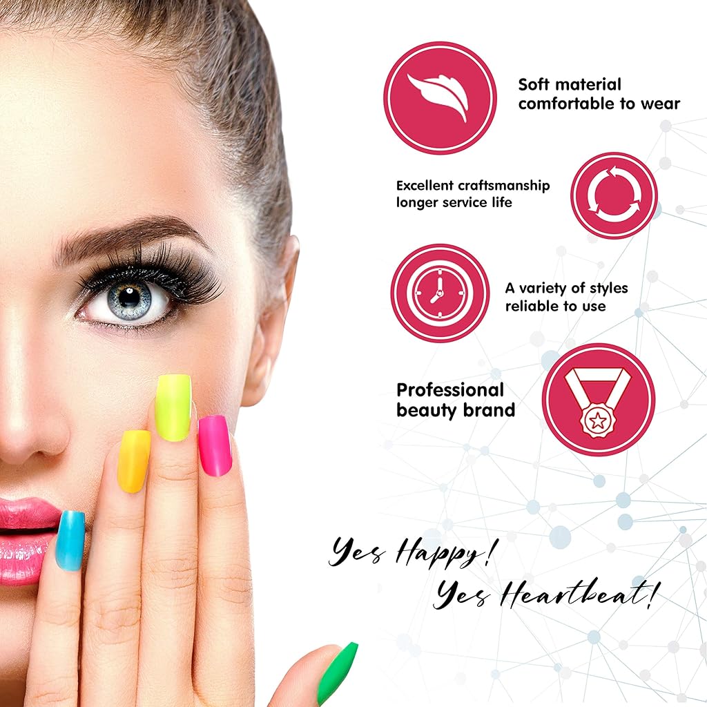 MAYCREATE® 7 Pairs False Eyelashes Party Look 3D Lashes 15-18mm Fake For 2 PCS