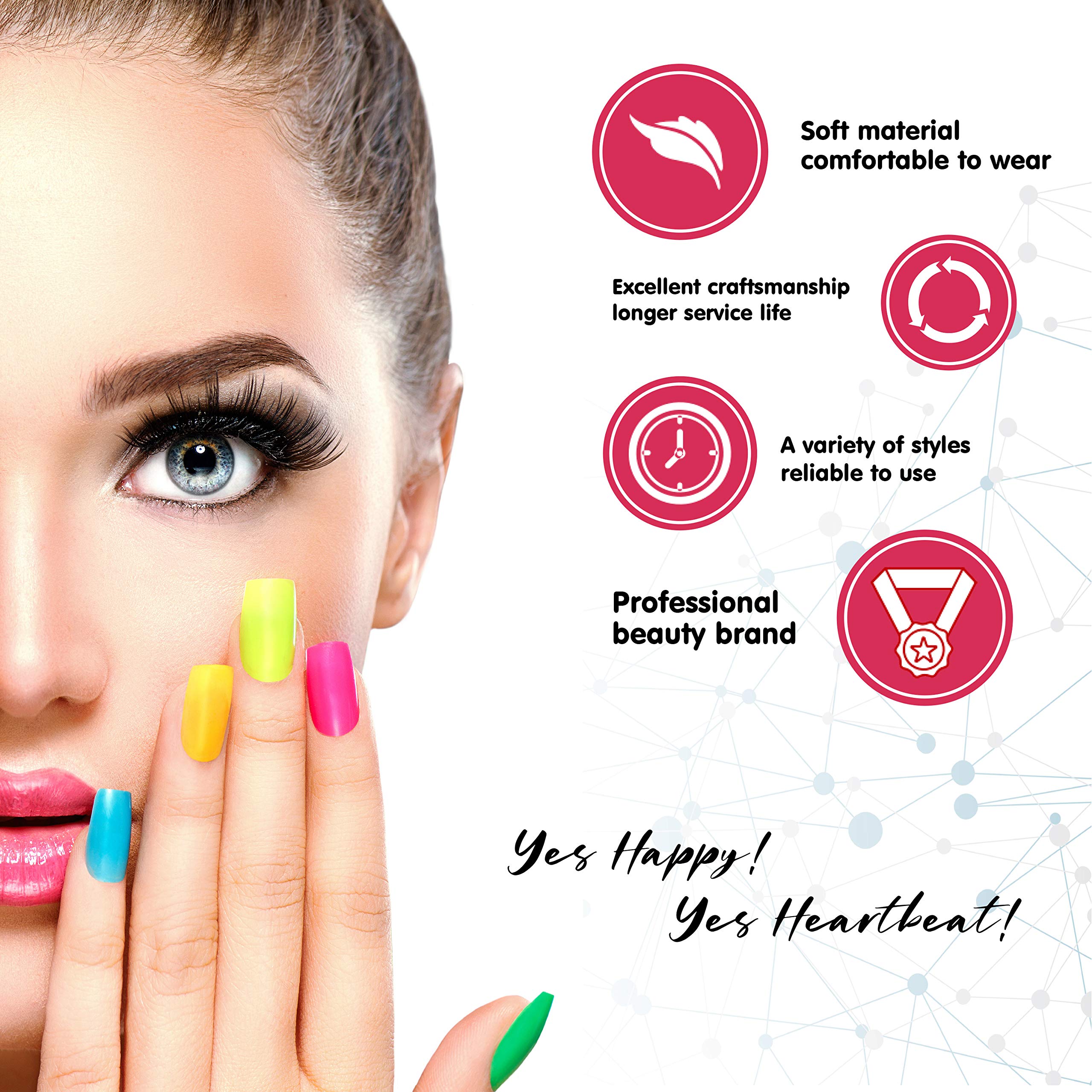 MAYCREATE False Eyelashes for Party Look featuring Knot Free Lash Band and Soft Faux Fiber 7 Pairs 15–18mm