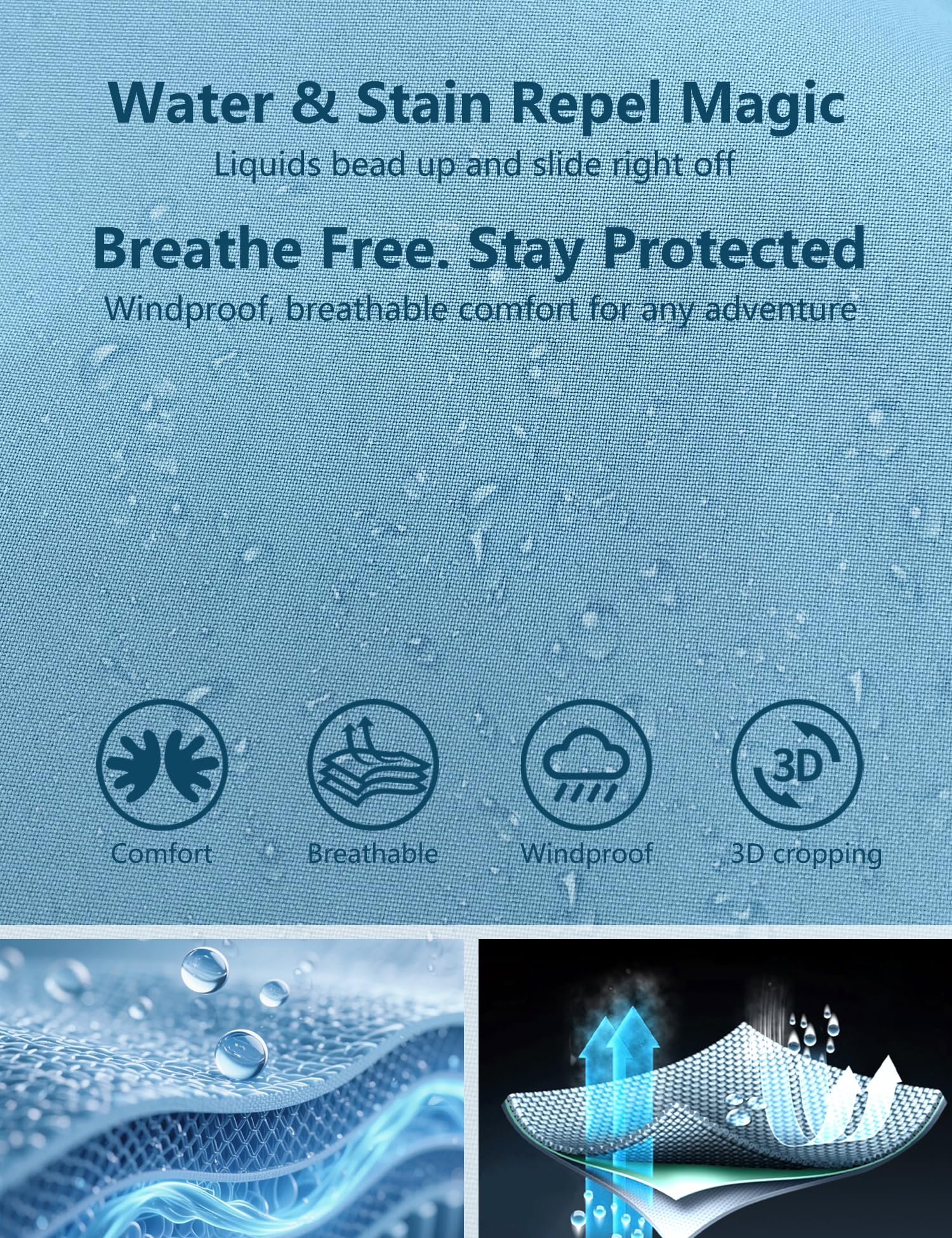 Venzina Men's Waterproof Rain Jacket for Urban Outdoor with Color Block Design and Breathable Windproof Fabric | Blue Unisex Style