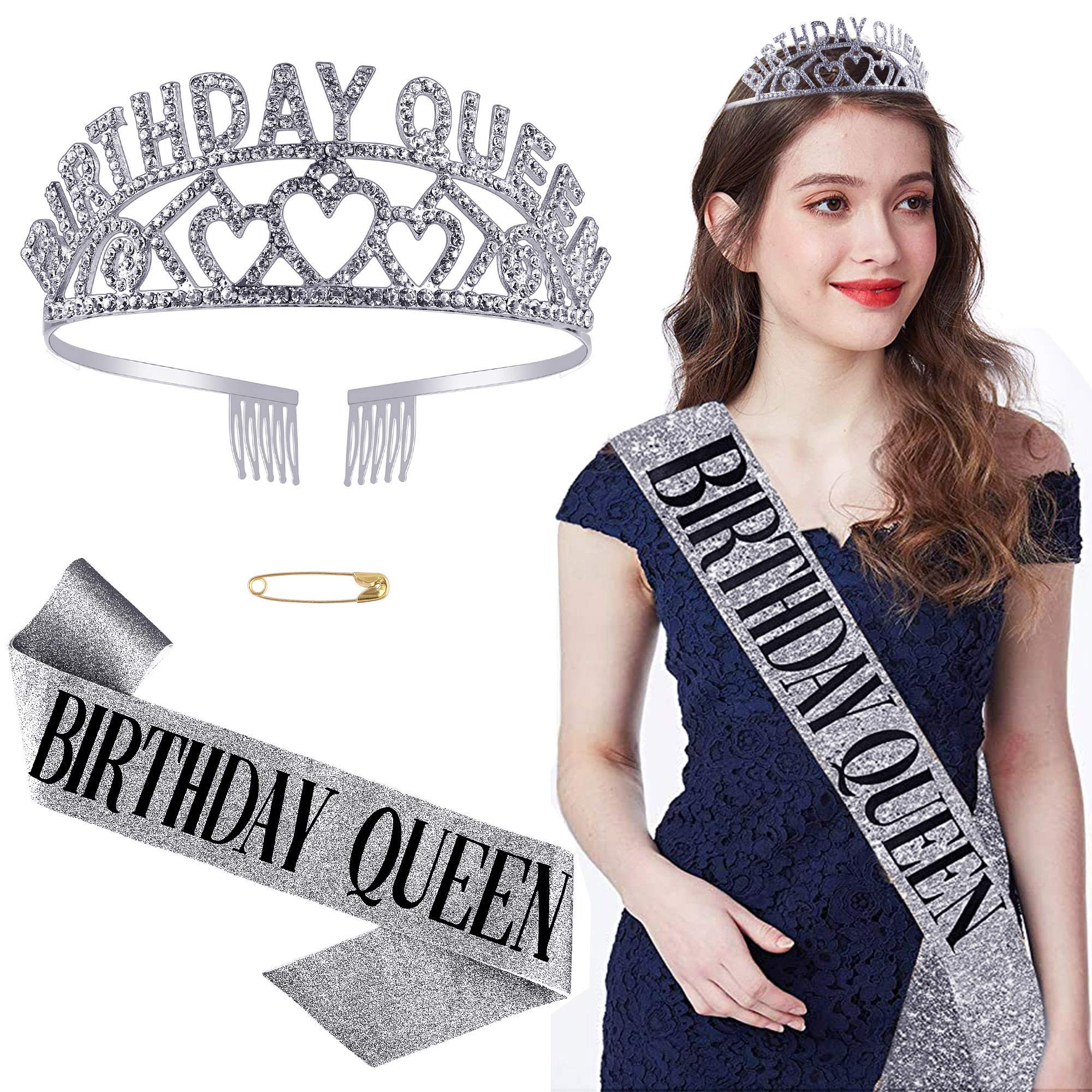 SNOWIE SOFT Crown for Women for Birthday Celebration with Crystal Tiara and Sash Set | Elegant Gift