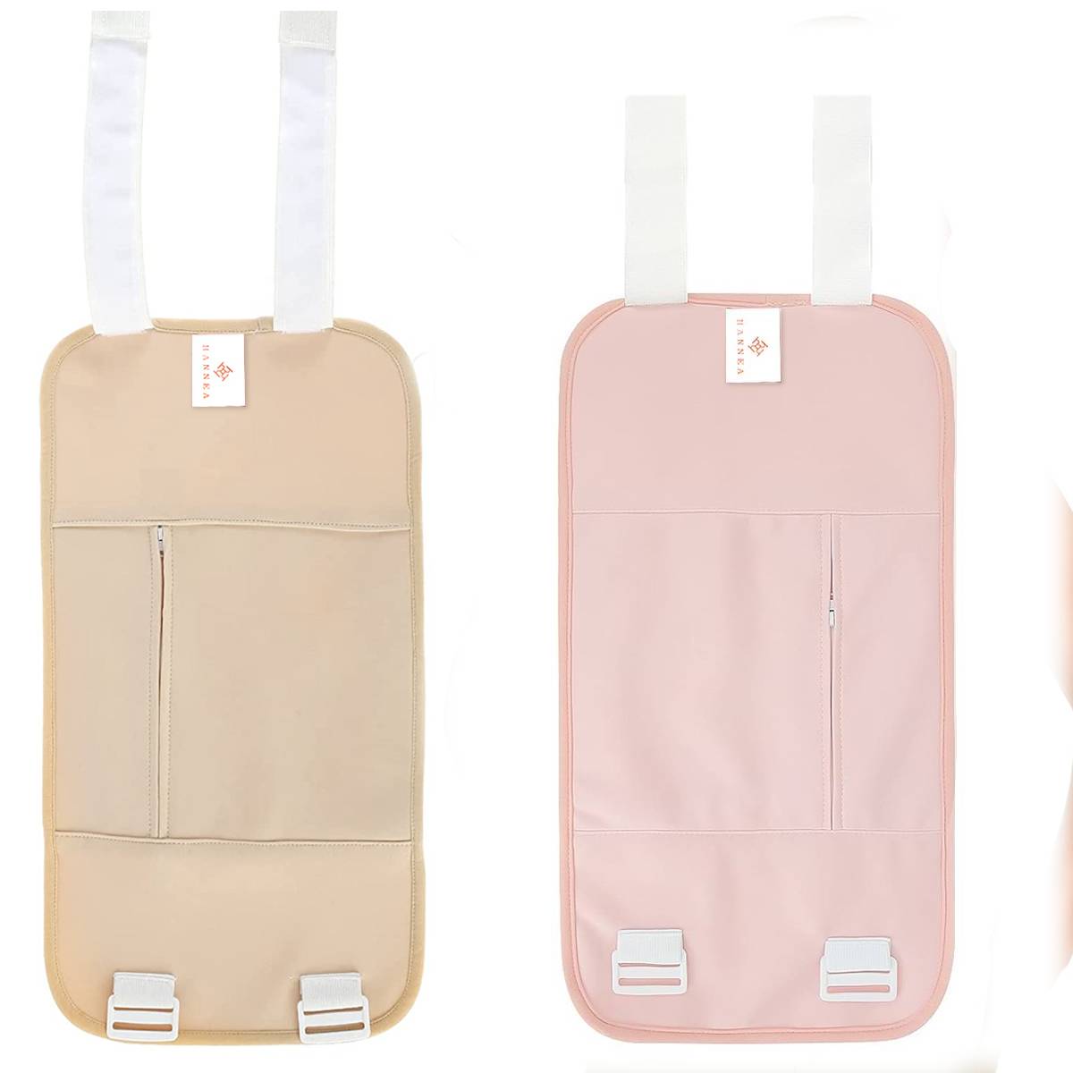 HANNEA Castor Oil Pack, Reusable Organic Castor Oil Packs Wrap for Liver Detox and Fibroids, Castor Oil Pack Compress with Adjustable Strap, Khaki+Pink