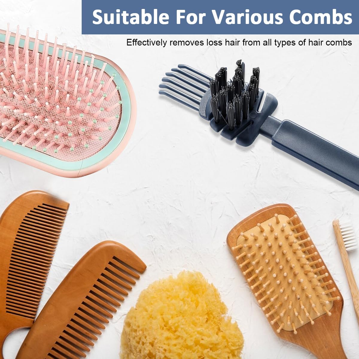 MAYCREATE Hair Brush Cleaning Tool, Hair Detangling Rake Brush Utility Tangled Hair Remover Tool for Hair Styling Comb, Dressing Comb, Barber Comb, Massage Brush