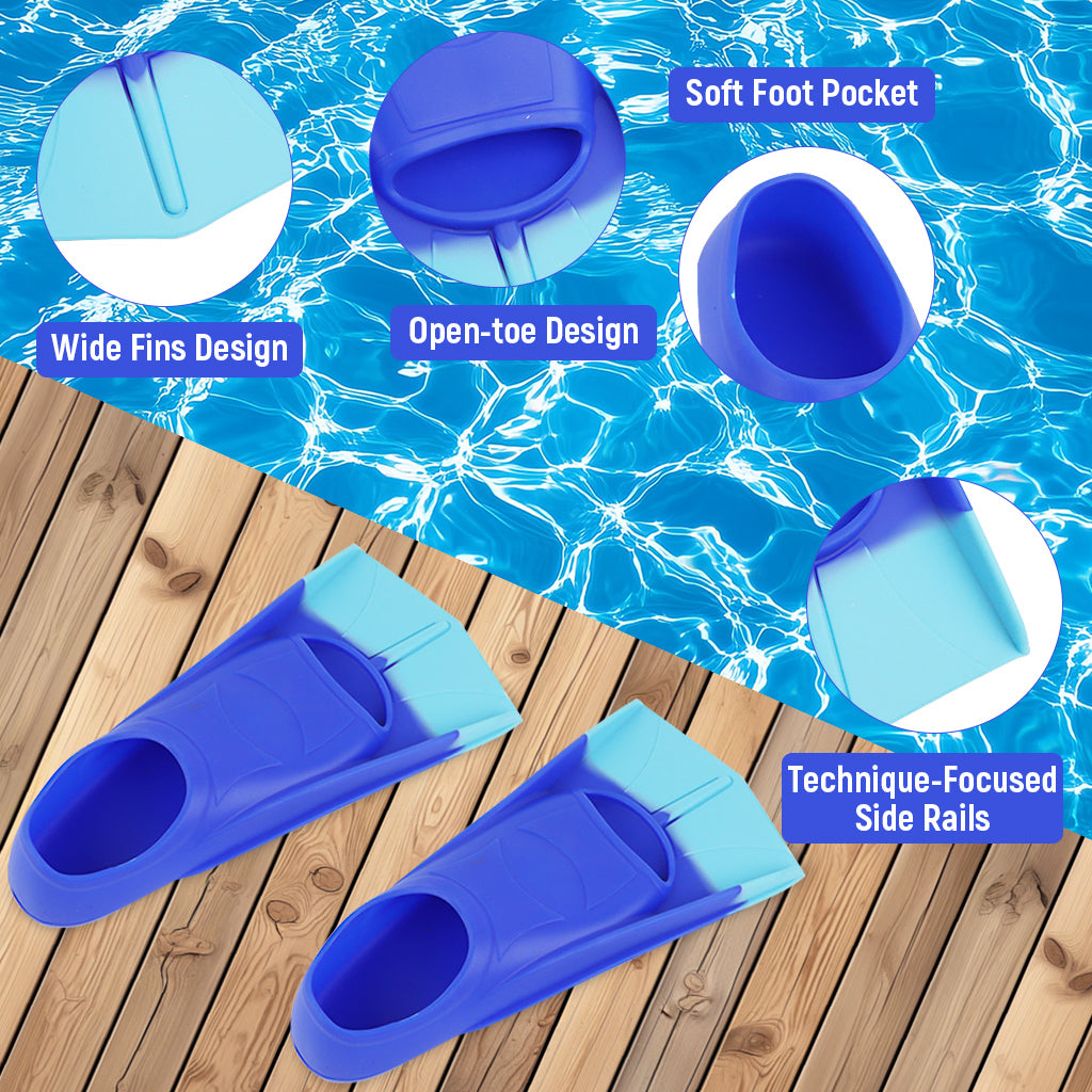 Proberos Kids Swim Fins, Short Kids Fins Silicone Pool Swimming Flippers Beginners Swim Fins for Kicking Skill Improvement and Pool Lap Swimming Training for Girls Boys, XXS, 36.5x19.5cm