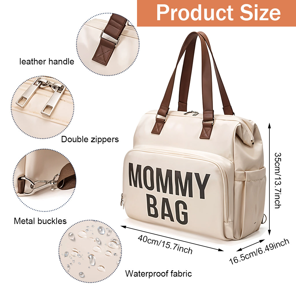 ZIBUYU Diaper Bag Mommy Tote Bag Oxford Cloth Mommy Bag Backpack Shoulder Bag Multi Layer Waterproof Portable Diaper Bag Backpack Travel Mommy Tote Bag, Beige.