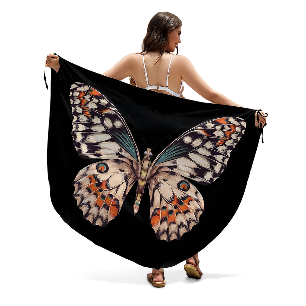 SANNIDHI Beach Wear Dress for Women Butterfly Print Beach Dress Bikini Set for Women Beach Wear Lightweight Adjustable Straps Backless Wrap Long Dress Swimsuit Cover Up Beach Outfits for Women
