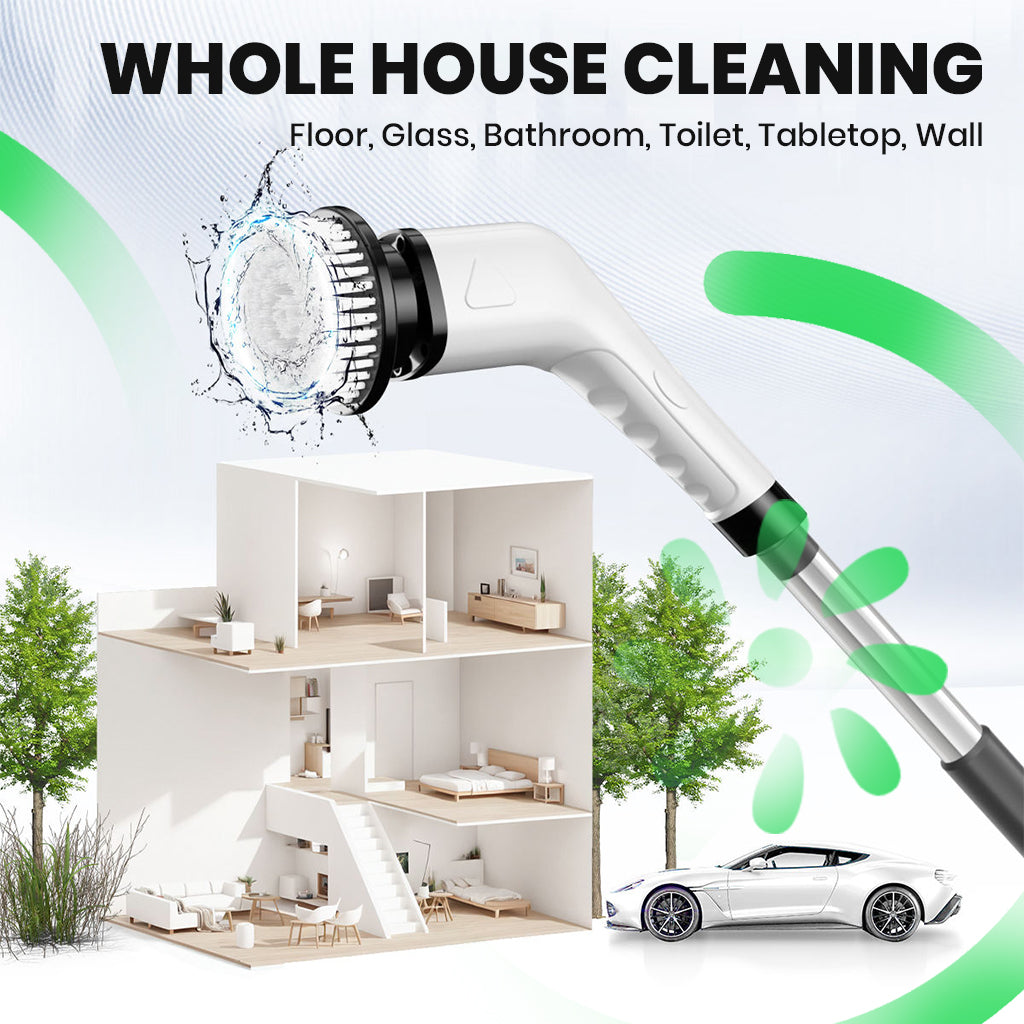 Supvox Cordless Scrubber Brush 5 in 1 Handheld Scrubber with 2 Speeds, USB Cordless Scrubber with 5 Interchangeable Brush Heads & Detachable Handle Multi Use Scrubber for Kitchne, Bathroom, Car
