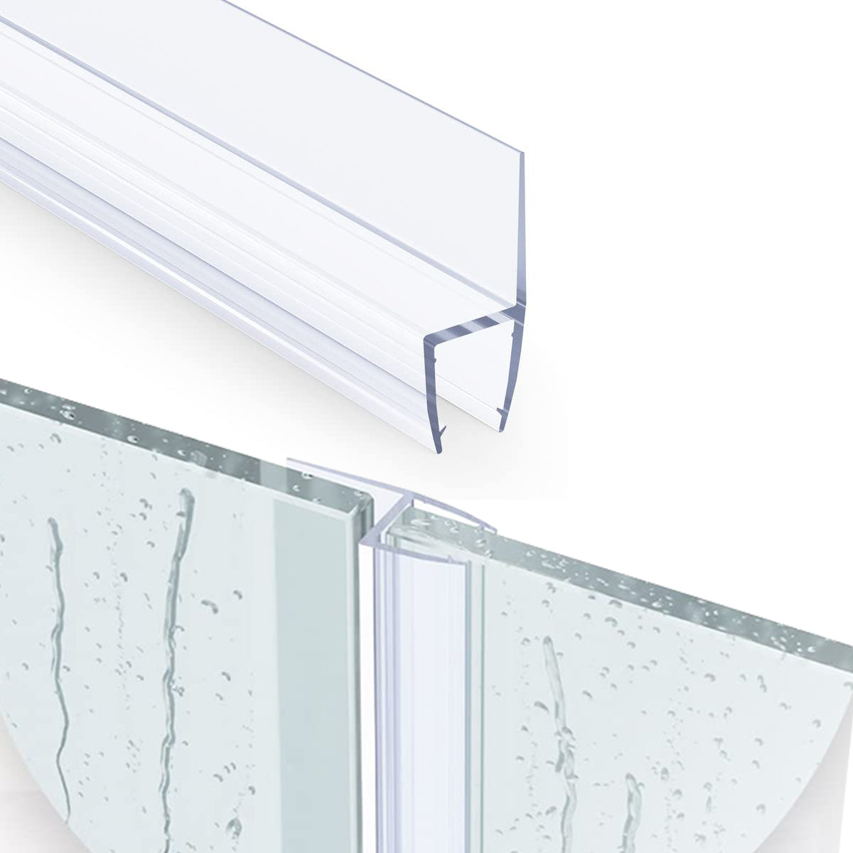 HASTHIP 6.6Ft/2M Shower Door Side Seal Strip, Silicone Bathroom Glass Door Side Seal Strip, Frameless Glass Door Seal Strip Stop Shower Leaks and Create a Water Barrier (10mm Thickness)