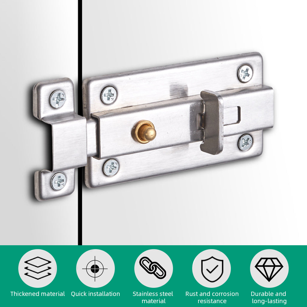 HASTHIP Door Latch Door Lock Security Door Latch Metal Stainless Steel Door Lock Spring Loaded Design One Press Button Release Mechanism Screw Fixed Security Door Latch for Room, House, Fence Door