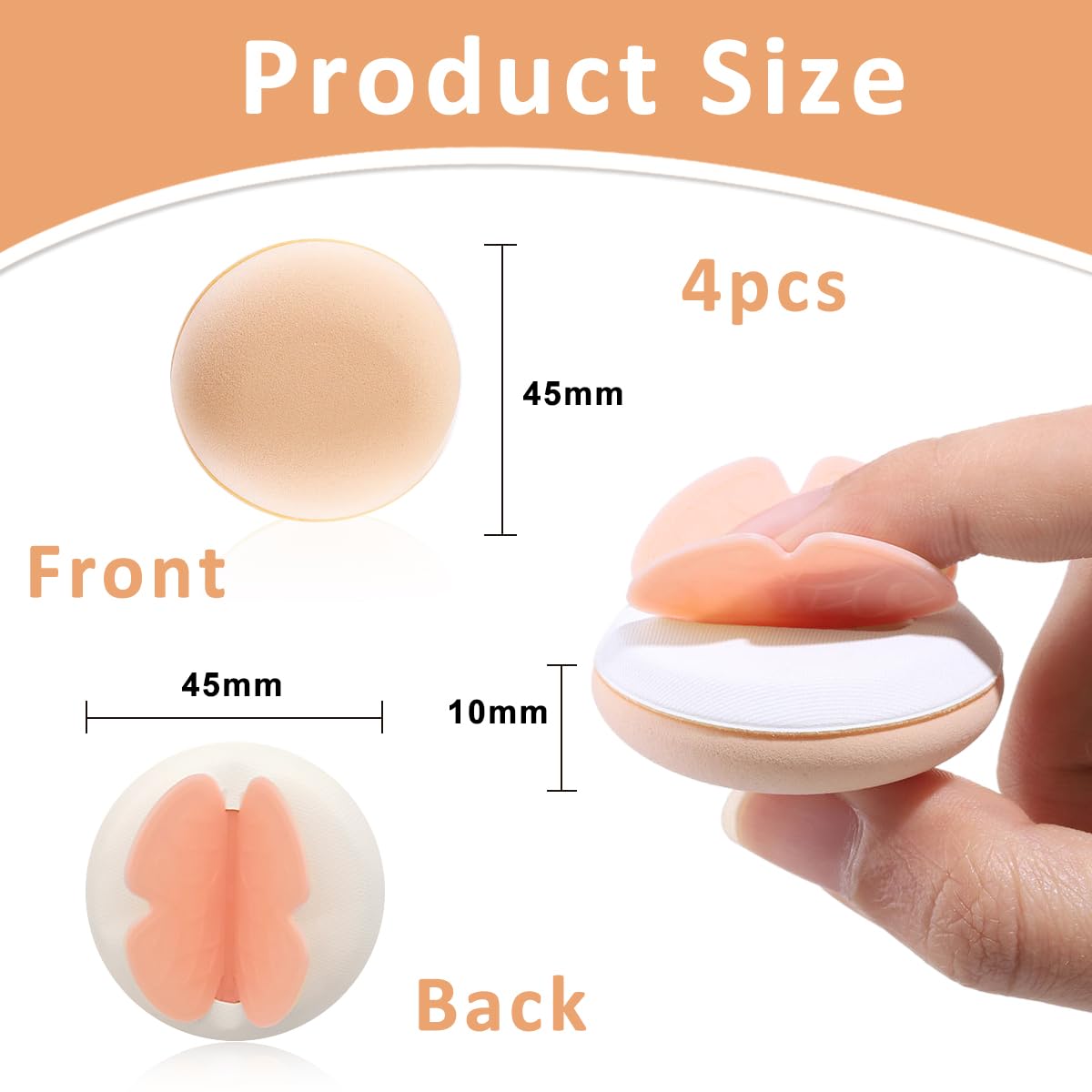 MAYCREATE 4Pcs Makeup Sponge Puff Non Latex Polyurethane Makeup Sponge Puff Dry & Wet Use Beauty Blender Sponge Butterfly Wing Beauty Sponge Blender Sponge