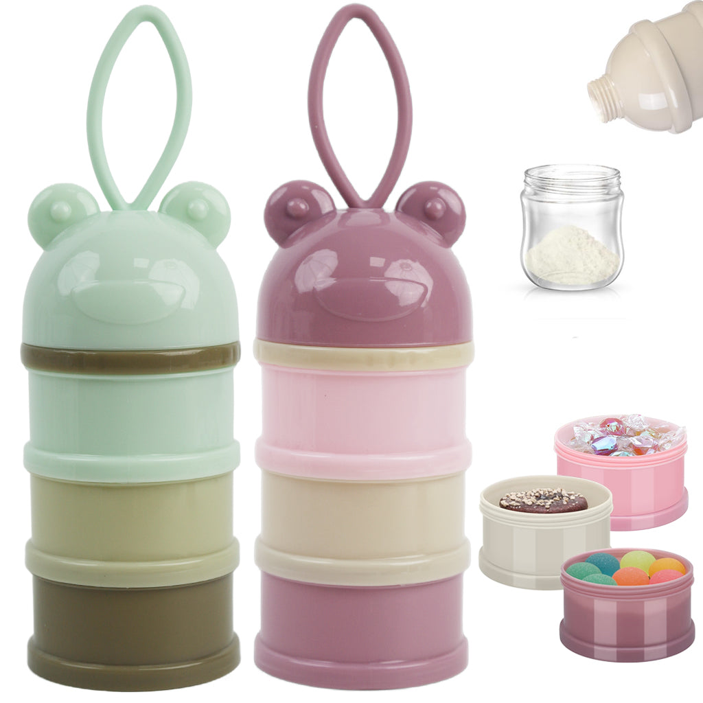 SNOWIE SOFT 2Pcs Baby Formula Container with Handle Stackable 3-Compartment Baby Milk Powder Dispenser Leaking Proof Baby Food Container Food Grade PP Baby Food Container for Milk Powder, Snacks