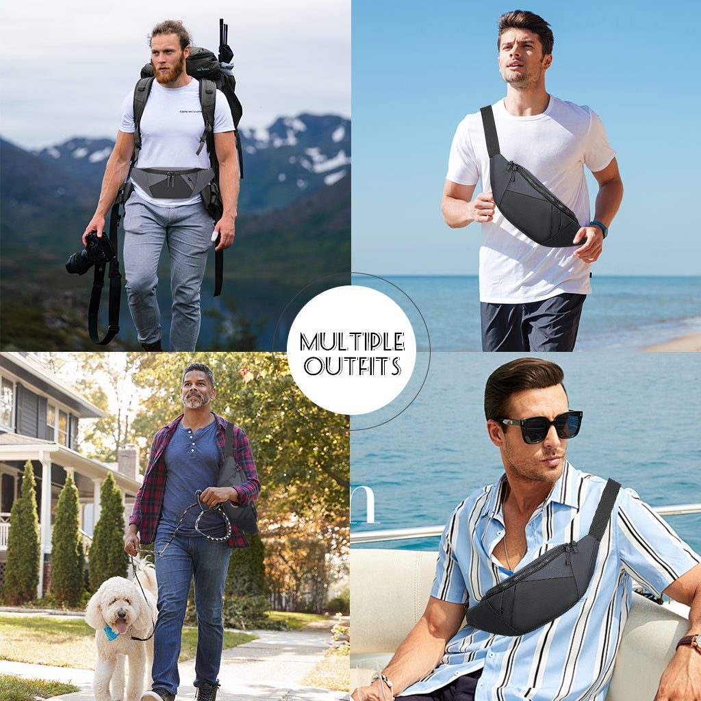 ZIBUYU Waist Bag for Man, Compact and Fashionable Waterproof Crossbody Sling Bag with Versatile Carrying Options, Adjustable Nylon Belt for Urban and Outdoor Use, Casual or Office Commutes, 22x14cm