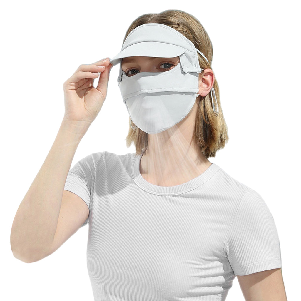 SANNIDHI Full Face Mask for Women Sun Protection, Face Cover Face Mask for Bikers with Detachable Brim, UPF 50+ Summer Cool Ice Silk Outdoor Face Mask for Running, Hiking (Blue)
