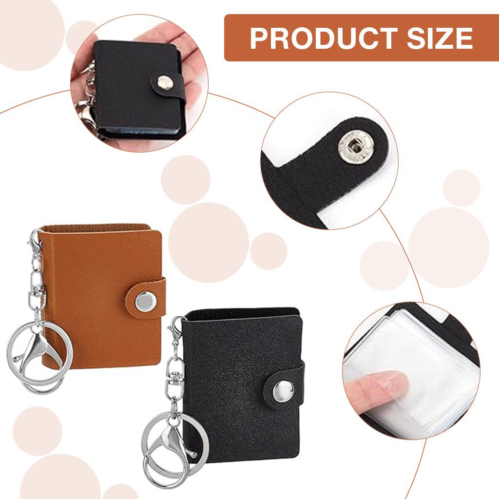 HASTHIP 2 Pack 2 inch Leather Mini Photo Album Keychain, Valentine Photo Storage with Keychain Pocket Photo Album Keychain - Gift Idea for Father's Day, Birthdays, Anniversaries