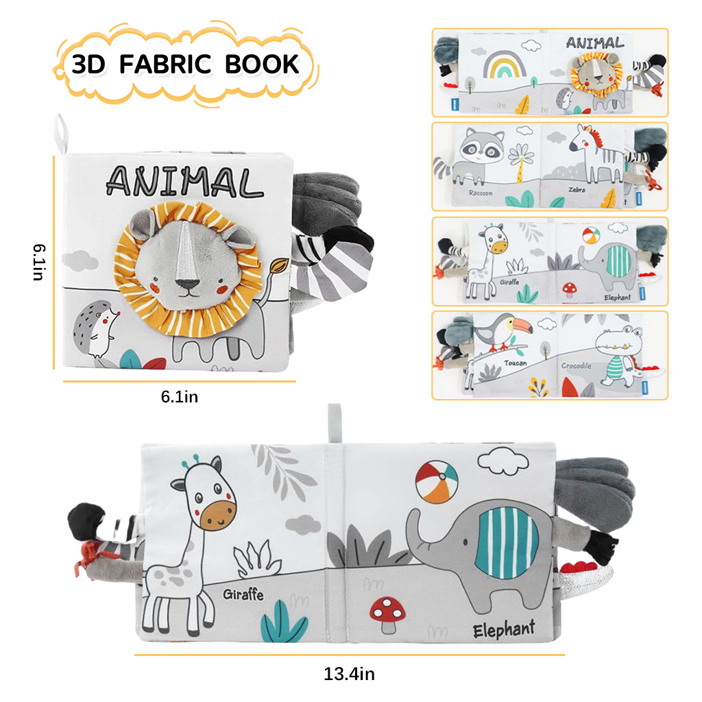 SNOWIE SOFT Baby Cloth Books, 3D Touch Feel High Contrast Cloth Book