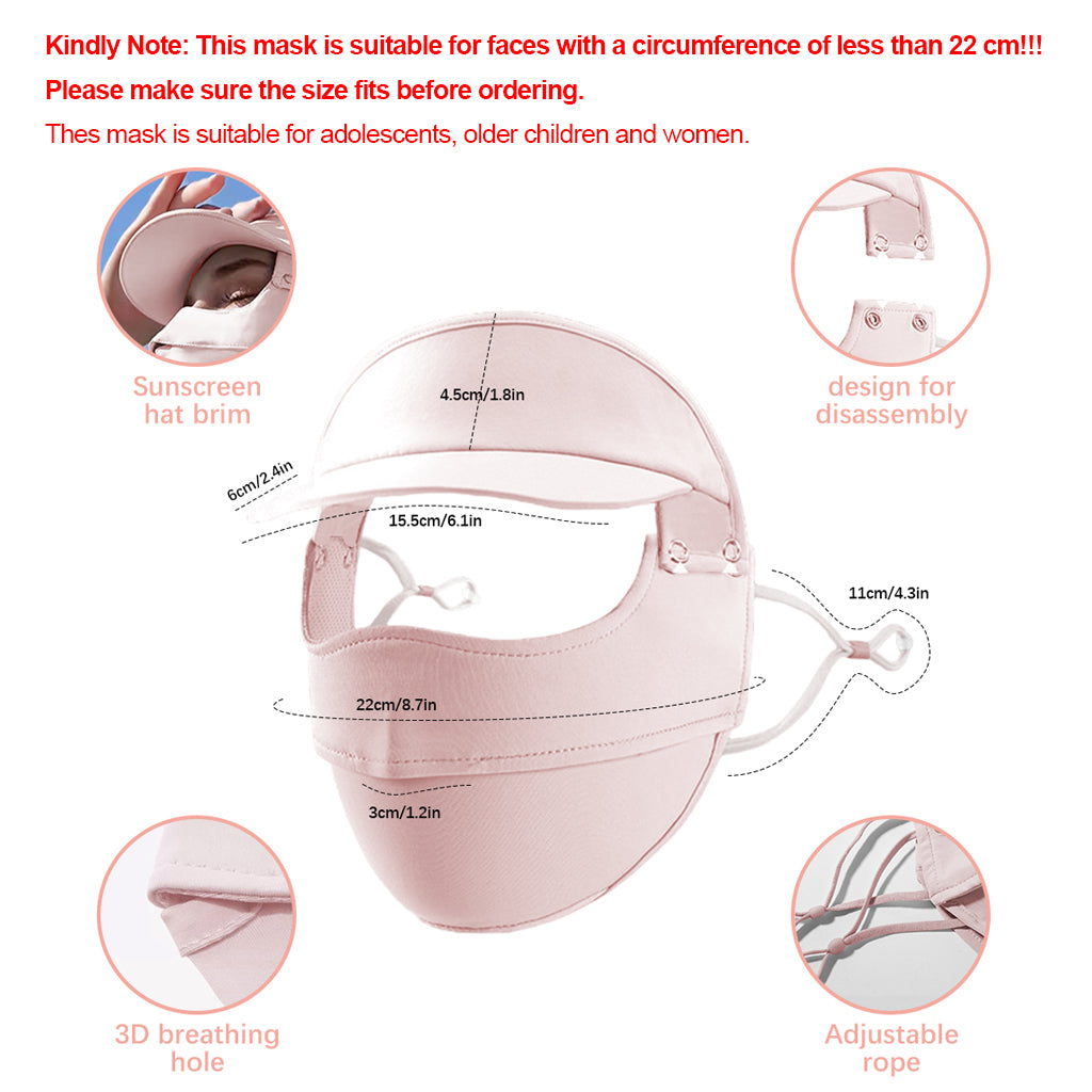SANNIDHI Full Face Mask for Women Sun Protection, Face Cover UPF 50+ Face Mask for Bikers with Detachable Brim, Reusable Summer Cool Ice Silk Face Mask for Running, Hiking (Pink)