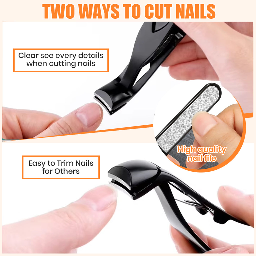 MAYCREATE Nail Clipper for Seniors Toe Nail Clipper and Nail Filer Thick Nail Clipper Stainless Steel Bended Wide Open Clipper Spring Loaded Design Travel Nail Clipper Set with Storage Box