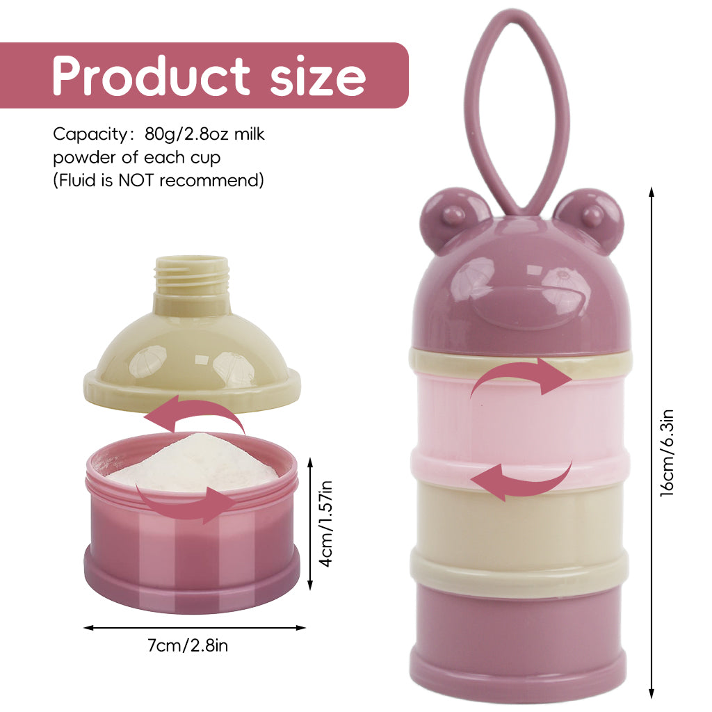 SNOWIE SOFT 2Pcs Baby Formula Container with Handle Stackable 3-Compartment Baby Milk Powder Dispenser Leaking Proof Baby Food Container Food Grade PP Baby Food Container for Milk Powder, Snacks