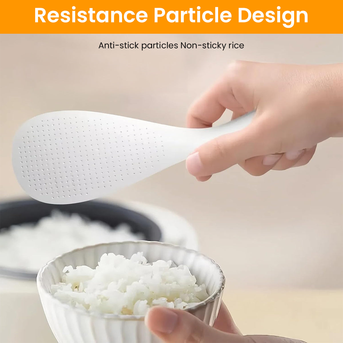 Supvox Rice Scoop Non-Stick Food Grade Heat Resistance PP Rice Scoop Round Ball Handle Base Design Self-Standing Roly-poly Rice Scoop for Kitchen