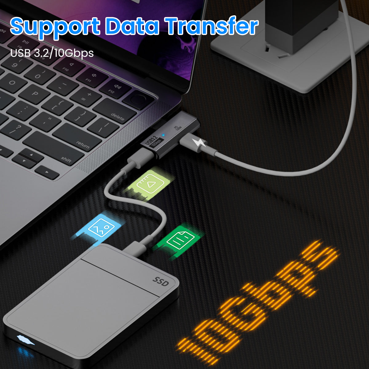 ZORBES Dual USB C Headphone Adapter with 100W Charging Port, 2-in-1 USB Type C Splitter Dongle for Steam Deck, Rog Ally, Steam Deck, Quest 2, 15 Series, iPad, MacBook and More Type C Device
