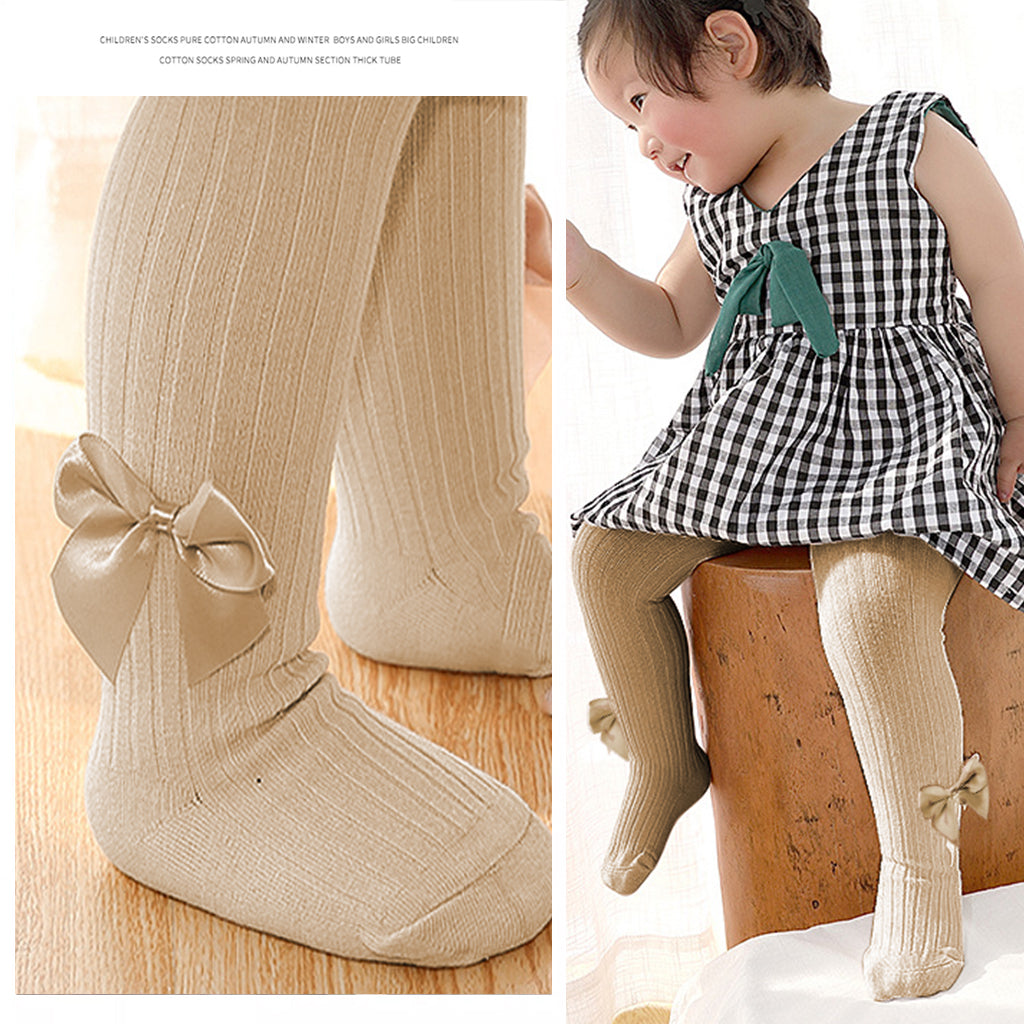 SNOWIE SOFT Baby Socks Soft Cotton Leggings for Baby Girls 12-24 Month Stockings for Girls Winter with Cute Bow Tights for Girls Elastic Waist Leggings for Girls Baby Shower Gifts