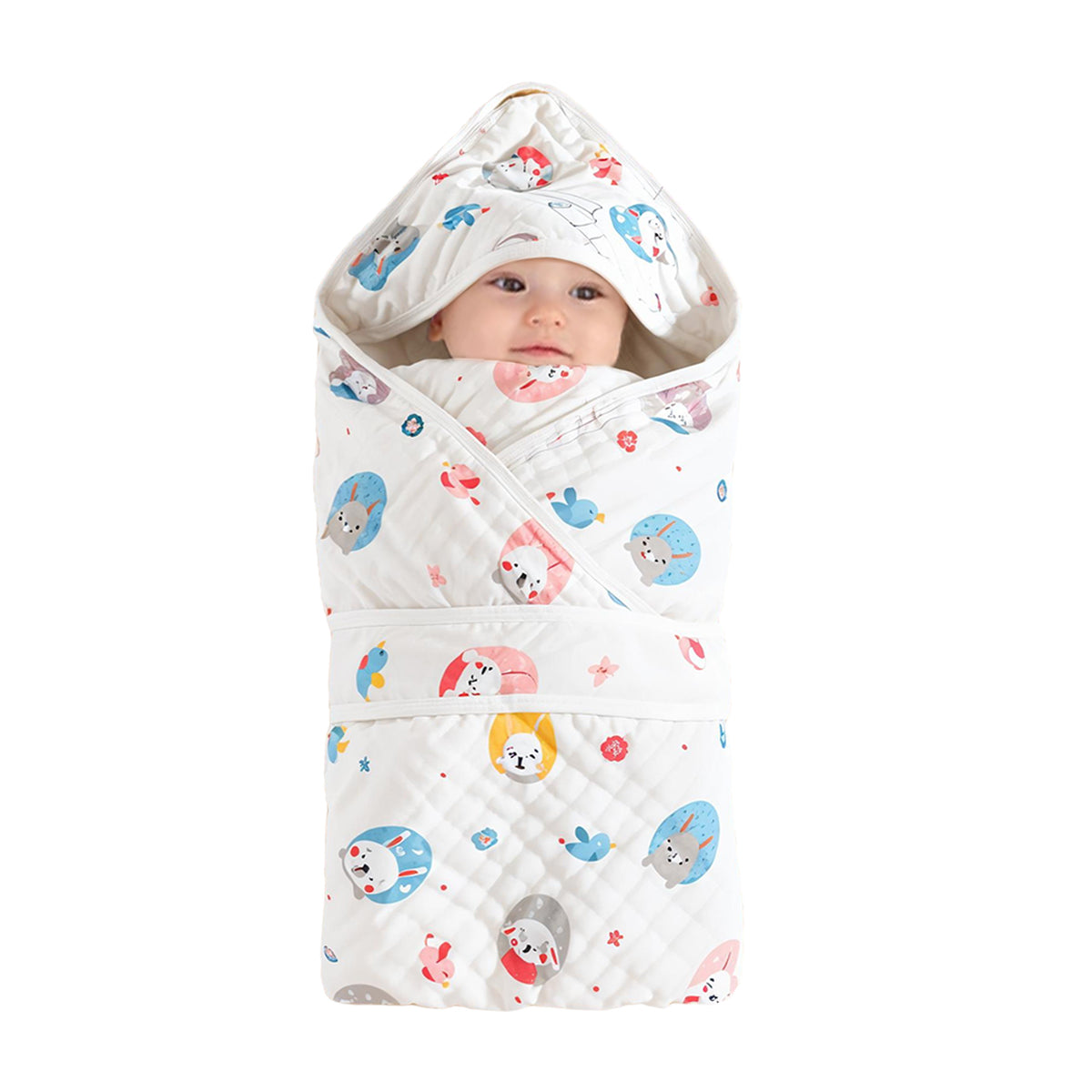 SNOWIE SOFT Baby Infant Bath Wrap Hooded New Born Wrap Ultra Soft Cotton Baby Swaddle Absorbent Baby Bath Wrap Bath Towel Cute Cartoon Baby Swaddle Bath Towel Shower Gift for Baby Girls Boys, 90x90cm