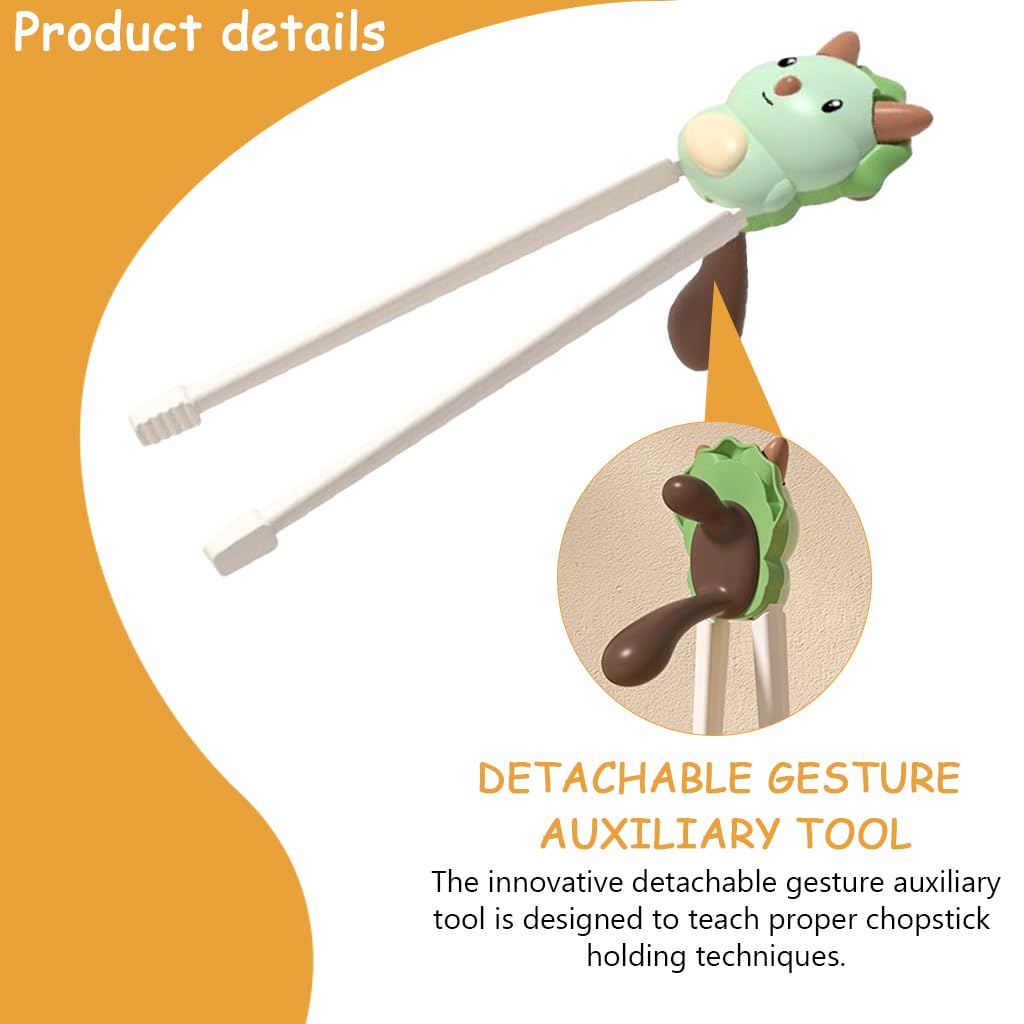 SNOWIE SOFT Training Chopsticks for Toddlers Self-Feeding Chopsticks Cartoon Dinosaur Chopsticks Anti-slip Self-Feeding Auxiliary Chopsticks for Toddlers 2-6 Years Old