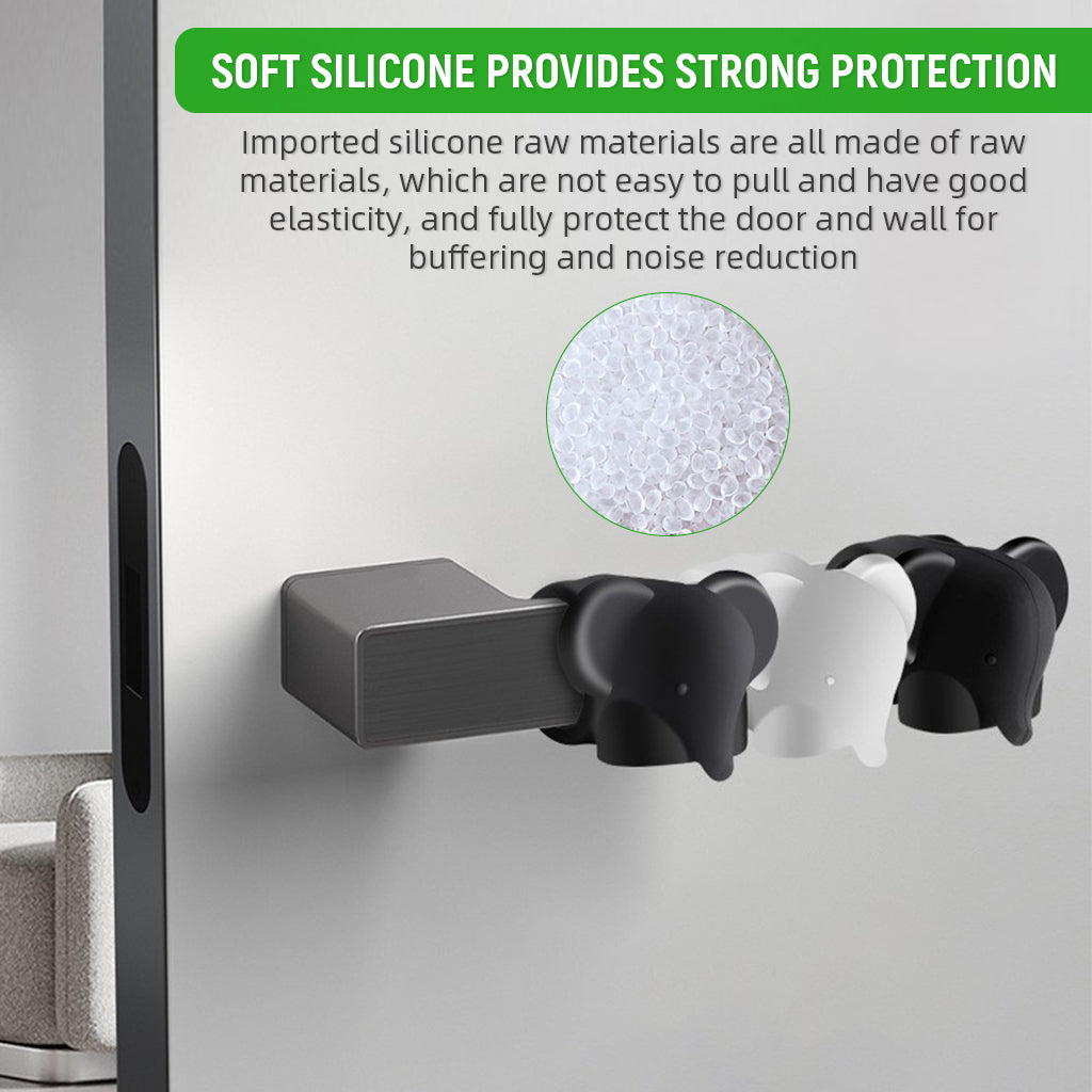 SNOWIE SOFT 3Pcs Silicone Door Stoppers Cartoon Elephant Door Stoppers Door Knob Rings Wall Protectors Universal Door Knob Protectors for 20-30 Dia Door Knobs
