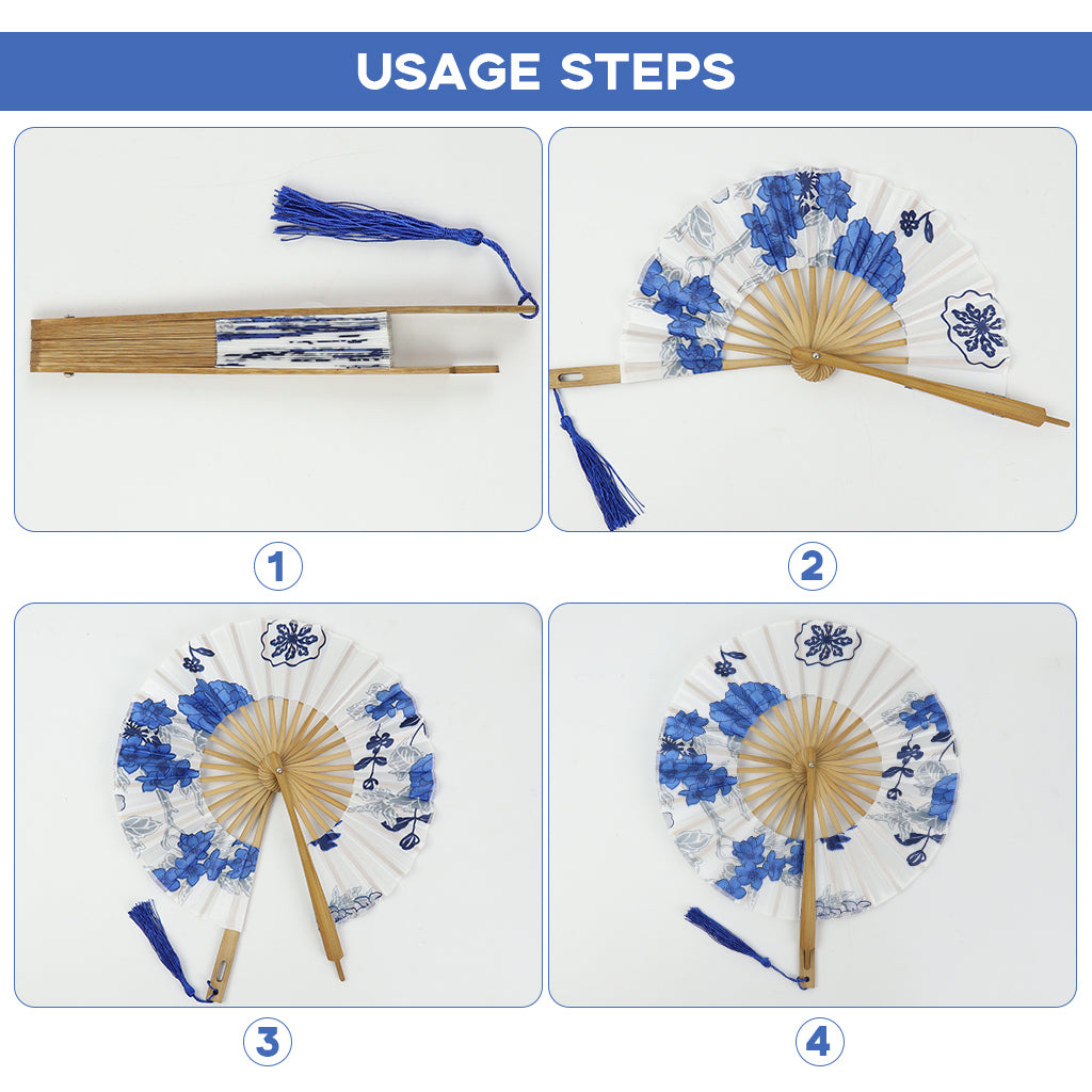 HASTHIP Decor Chinese Style Fan Dancing Round Fan Handheld Folding Fan Traditional Japanese Style Hand Fan Round Hand for Women Wedding Party Home Decoration